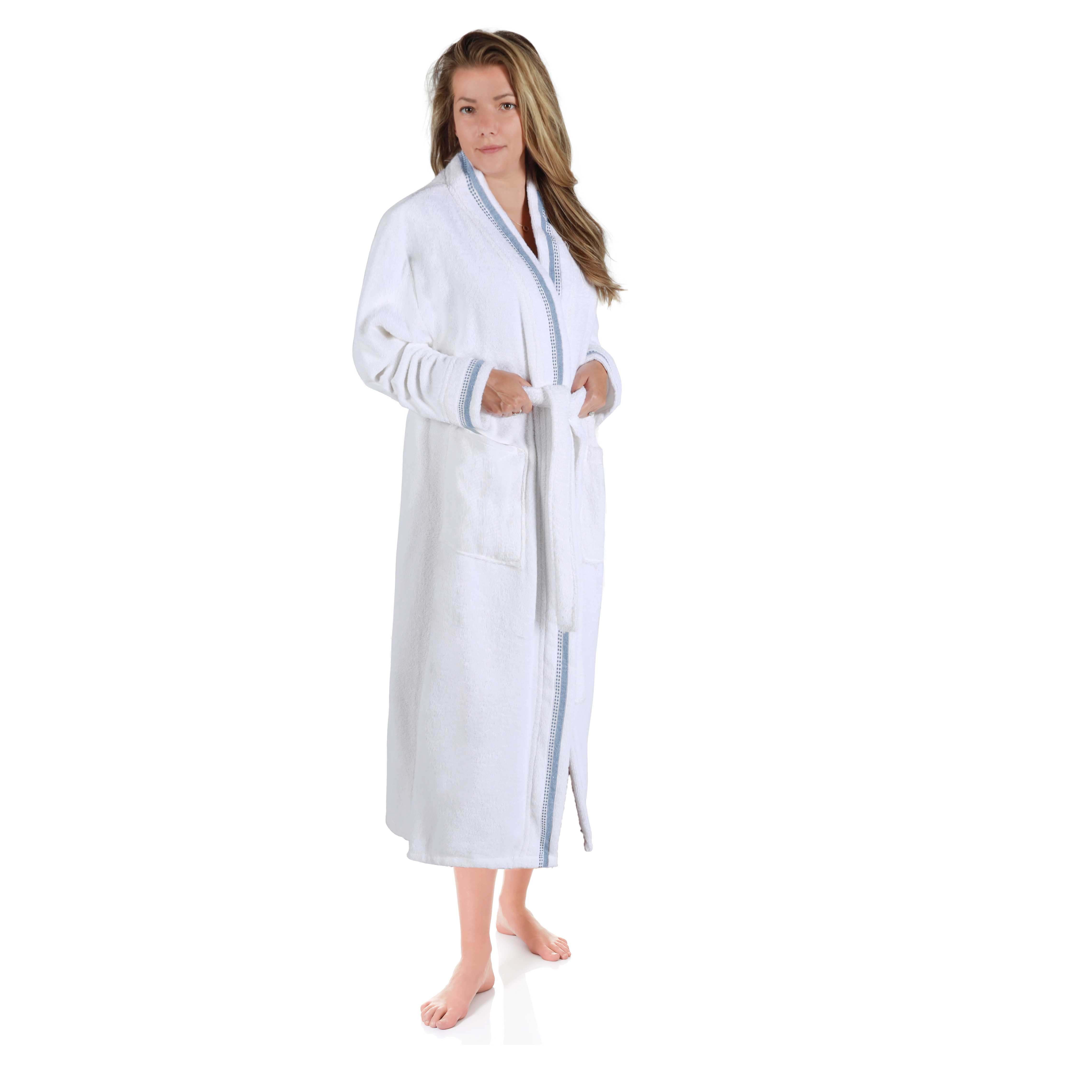 Tinsel Unisex Cotton Terry Kimono Bathrobe with Embroidery - Omnigoodsstore