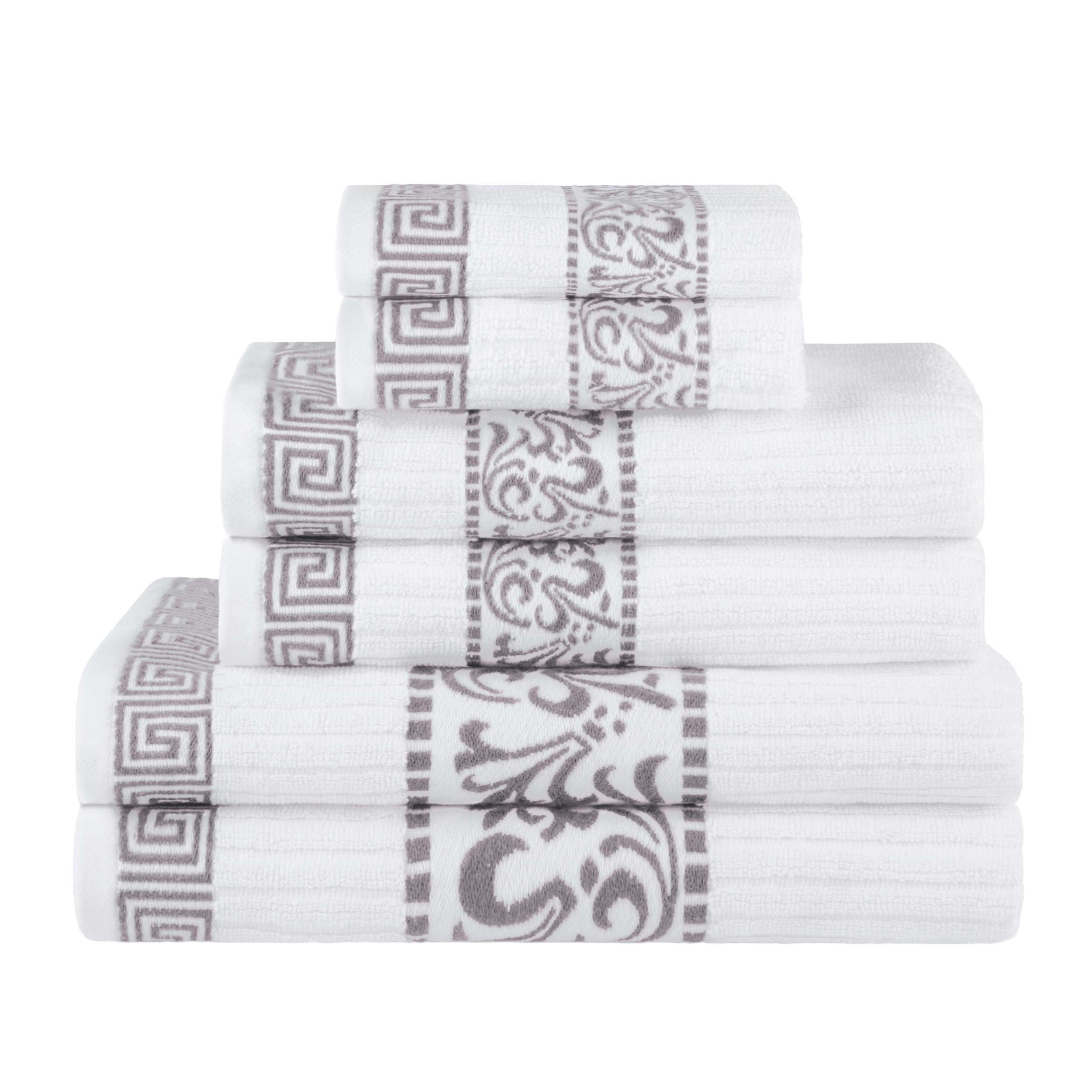 Athens Cotton Greek Scroll and Floral 6-Piece Assorted Towel Set - Omnigoodsstore