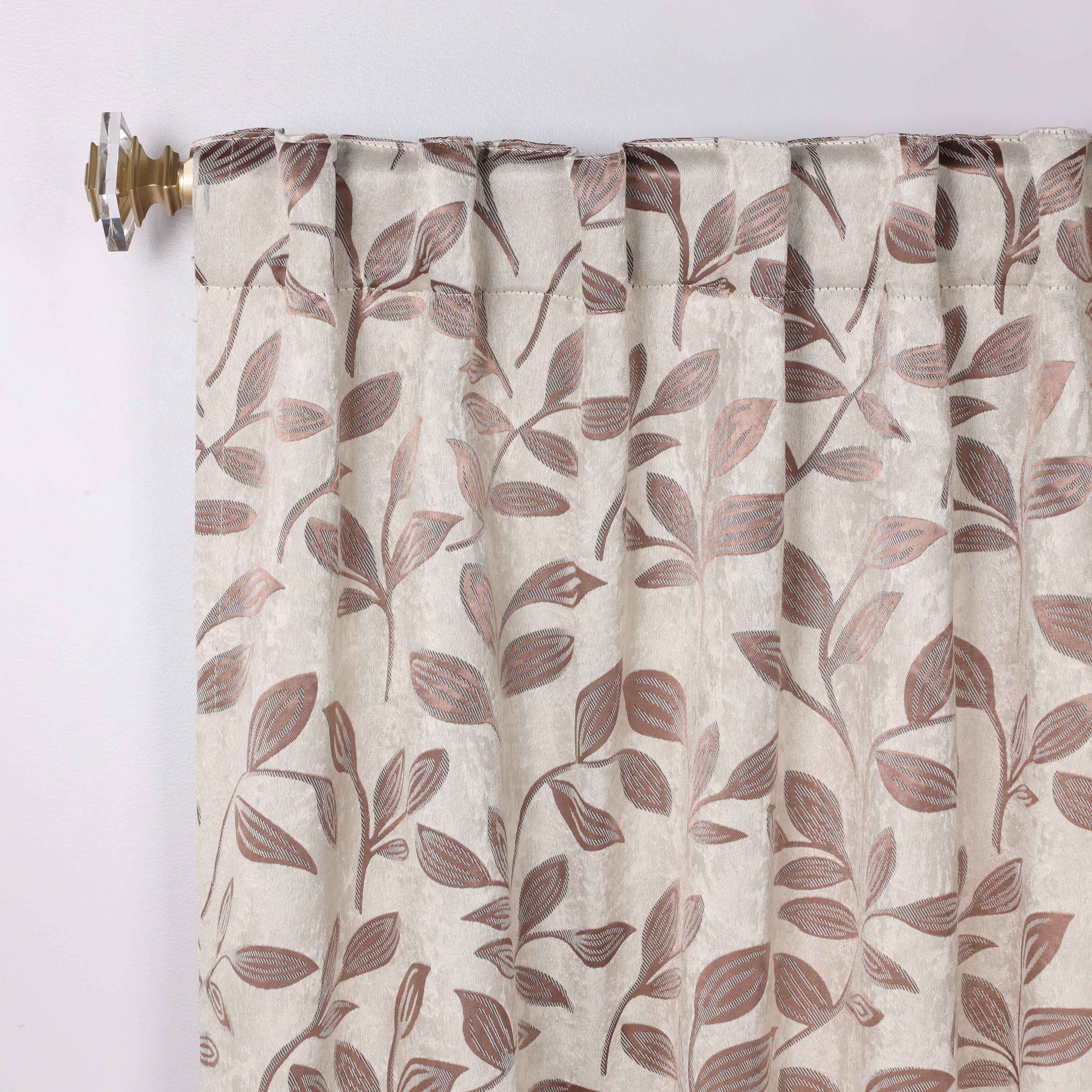 Superior Leaves Room Darkening Back Tab Blackout Curtains Panel Set - Omnigoodsstore