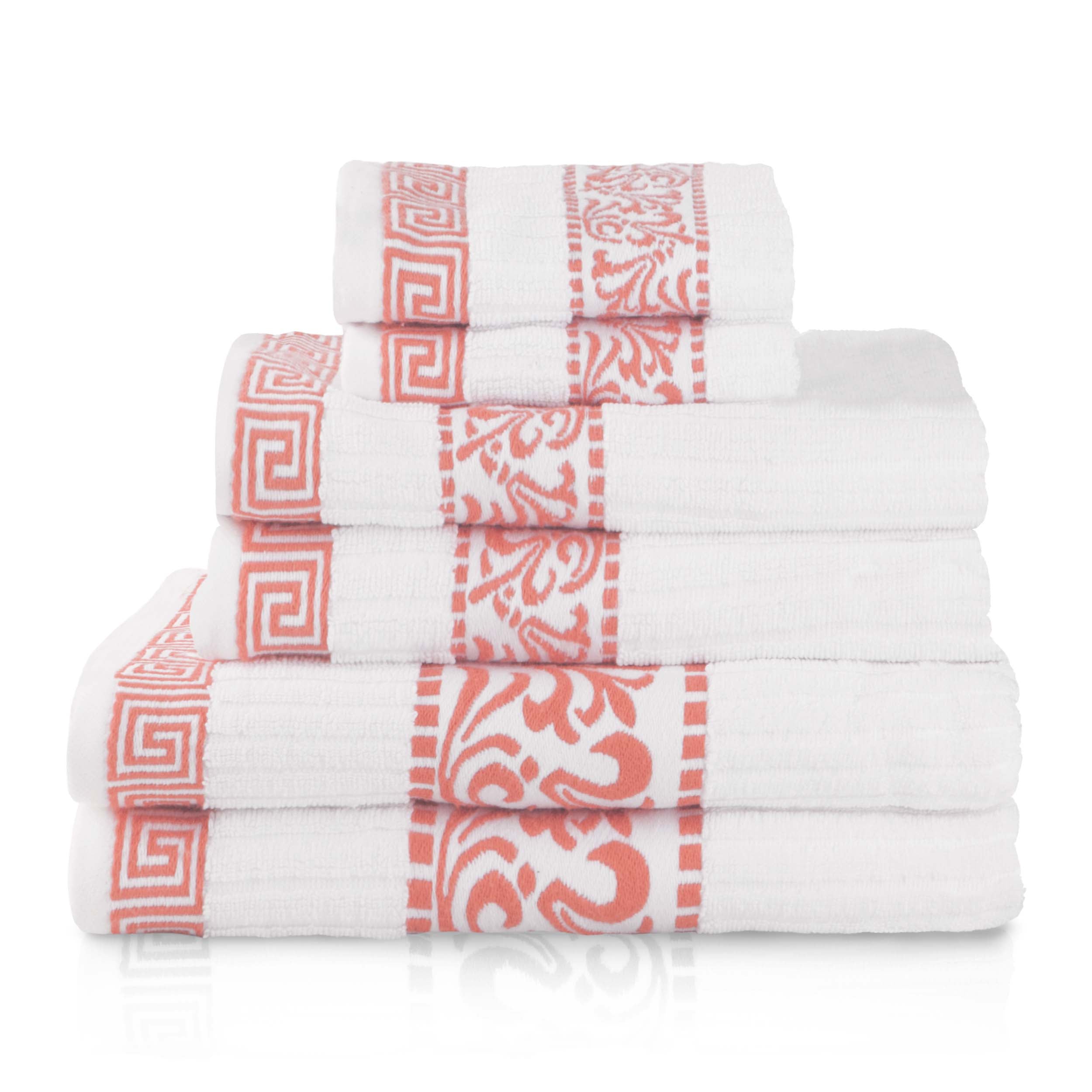 Athens Cotton Greek Scroll and Floral 6-Piece Assorted Towel Set - Omnigoodsstore