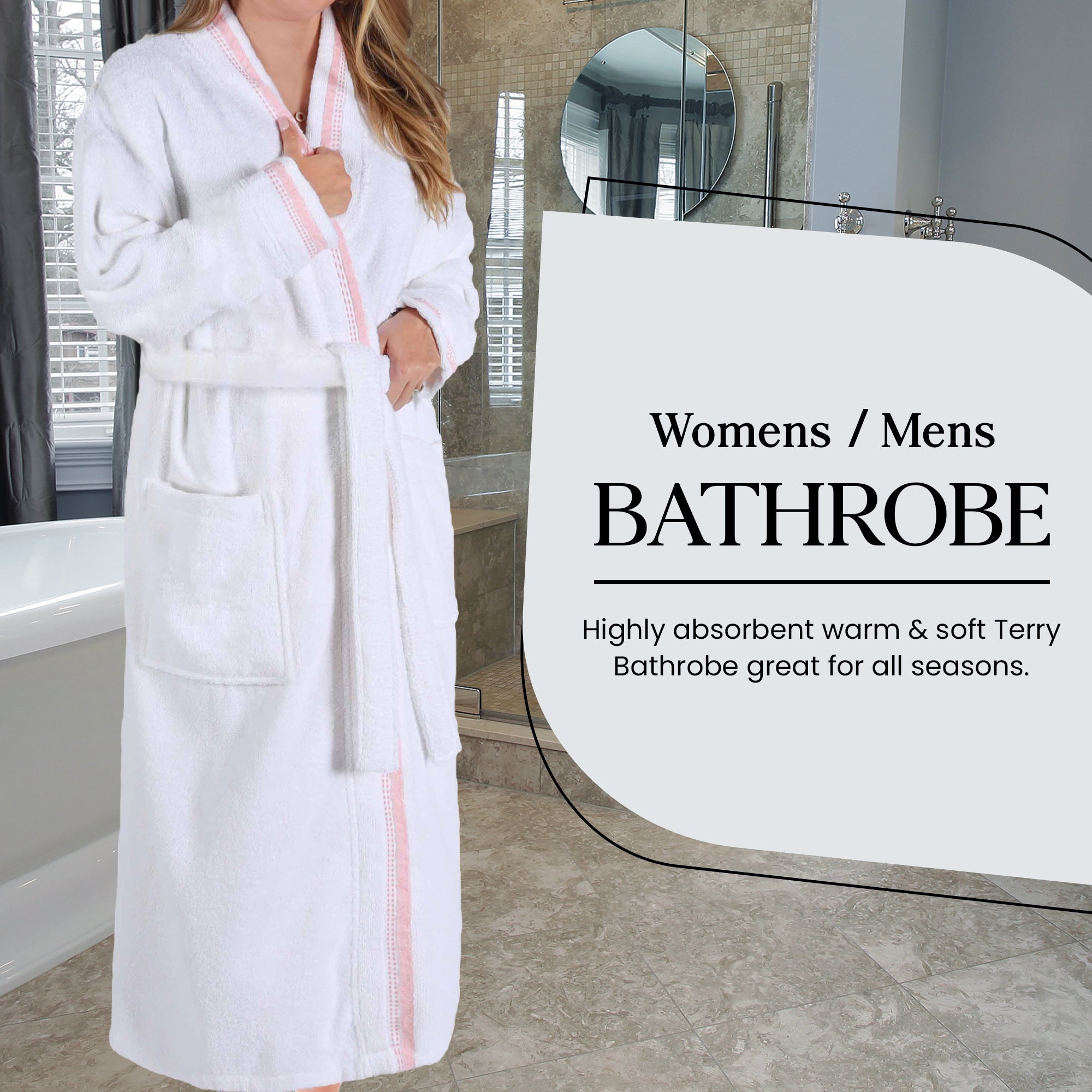 Tinsel Unisex Cotton Terry Kimono Bathrobe with Embroidery - Omnigoodsstore