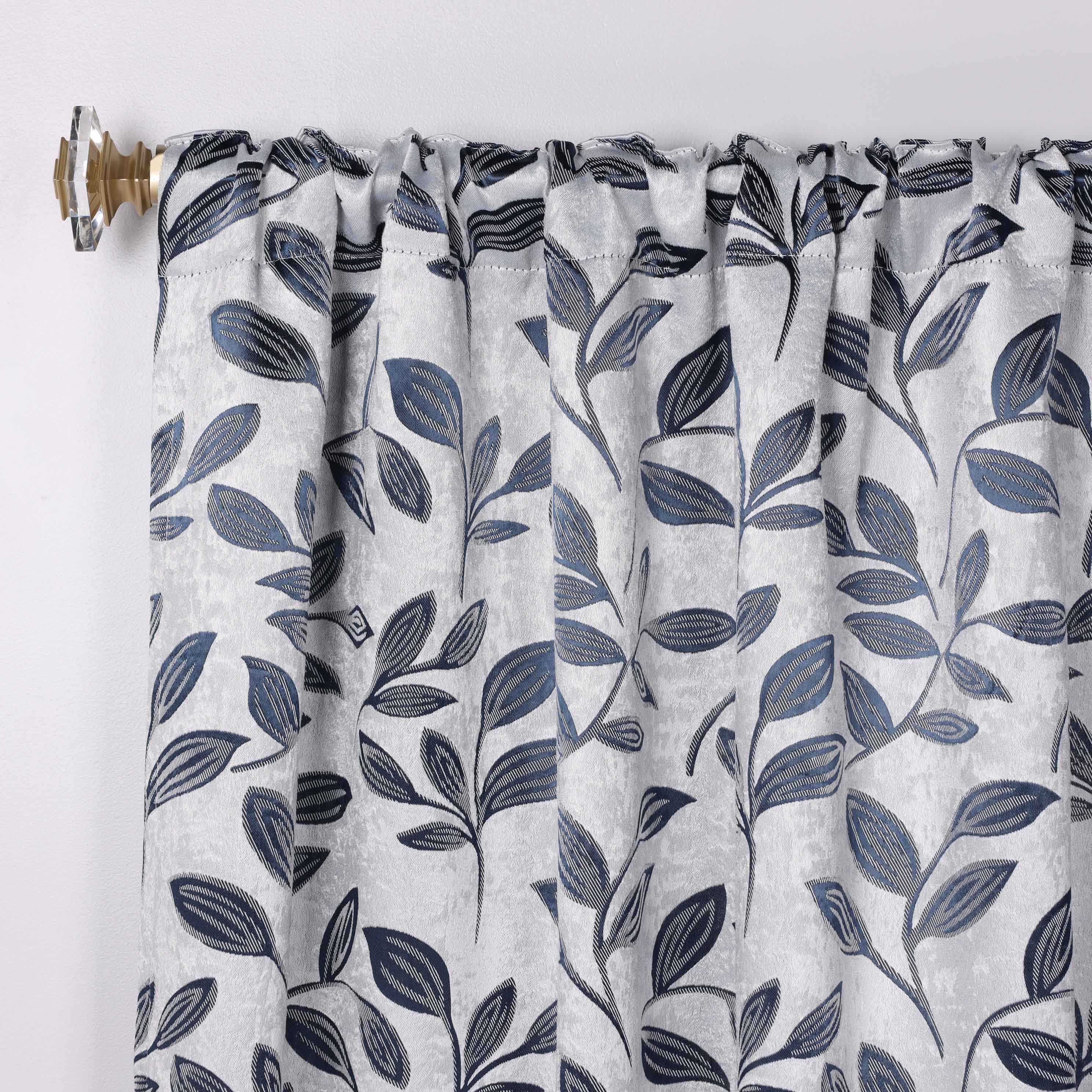 Superior Leaves Room Darkening Back Tab Blackout Curtains Panel Set - Omnigoodsstore