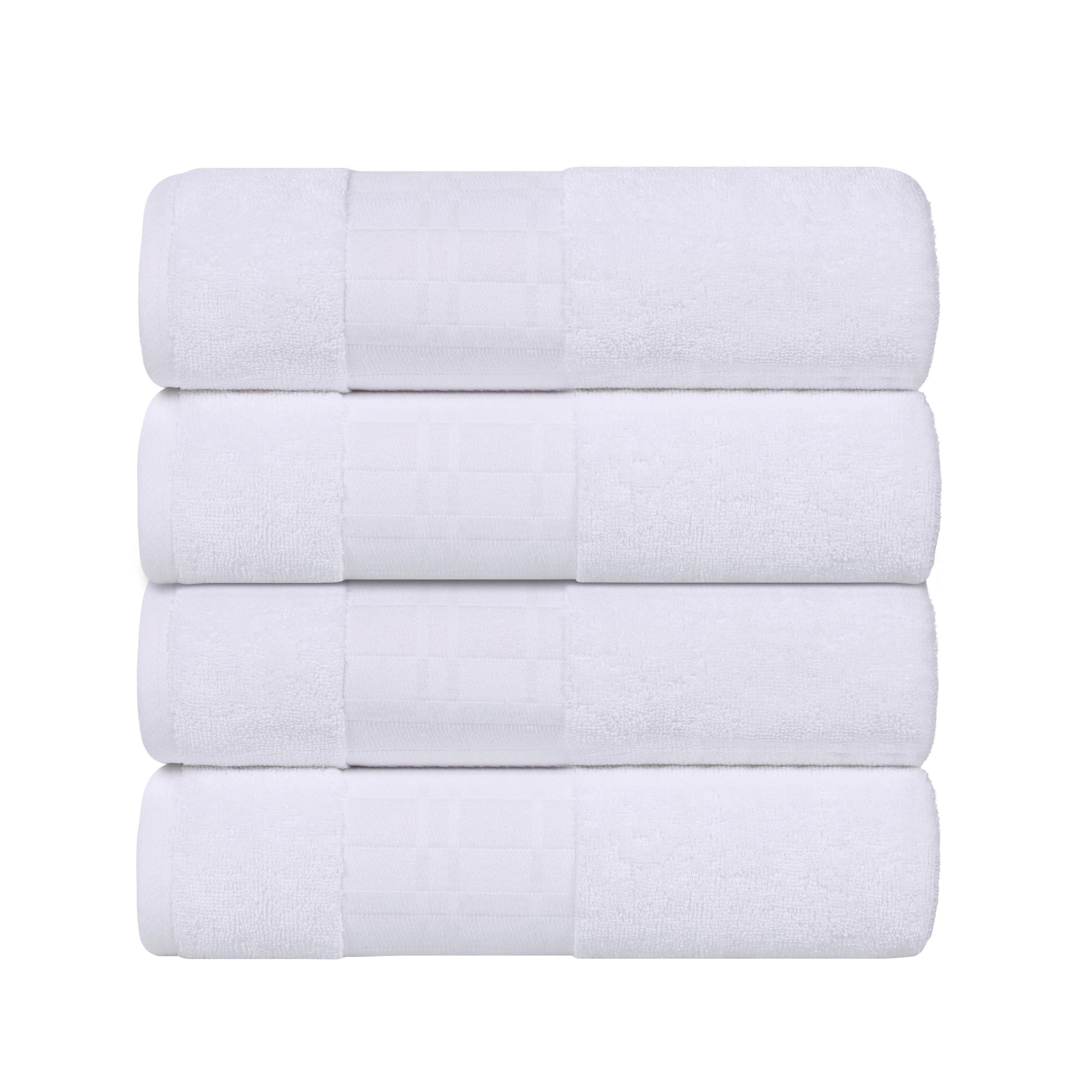 Larissa Cotton Geometric Embroidered Border Bath Towels, Set of 4 - Omnigoodsstore