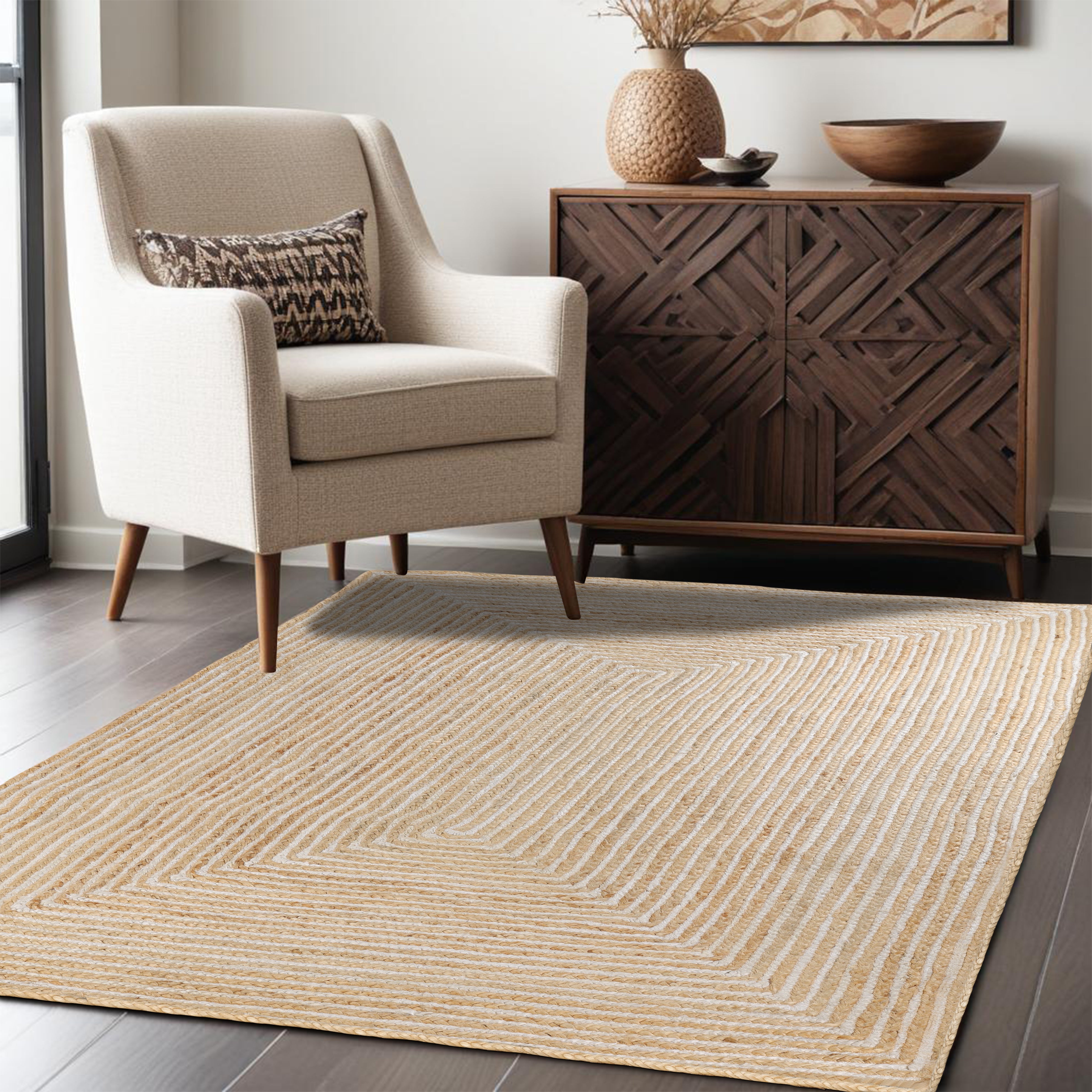 Braided Jute Reversible Handwoven Indoor Outdoor Area Rug - Omnigoodsstore