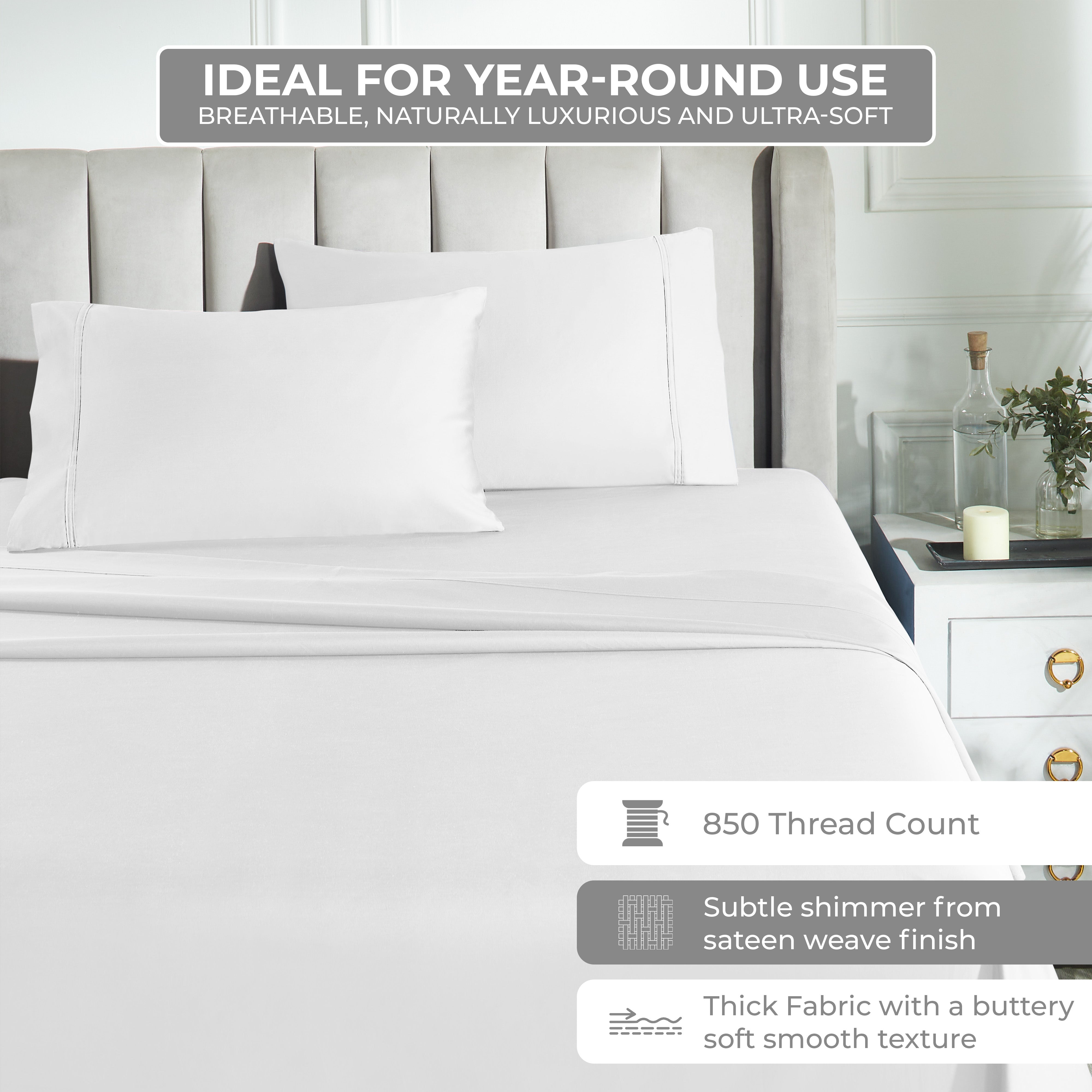 850 Thread Count Cotton Solid Bed Sheet Set - Omnigoodsstore