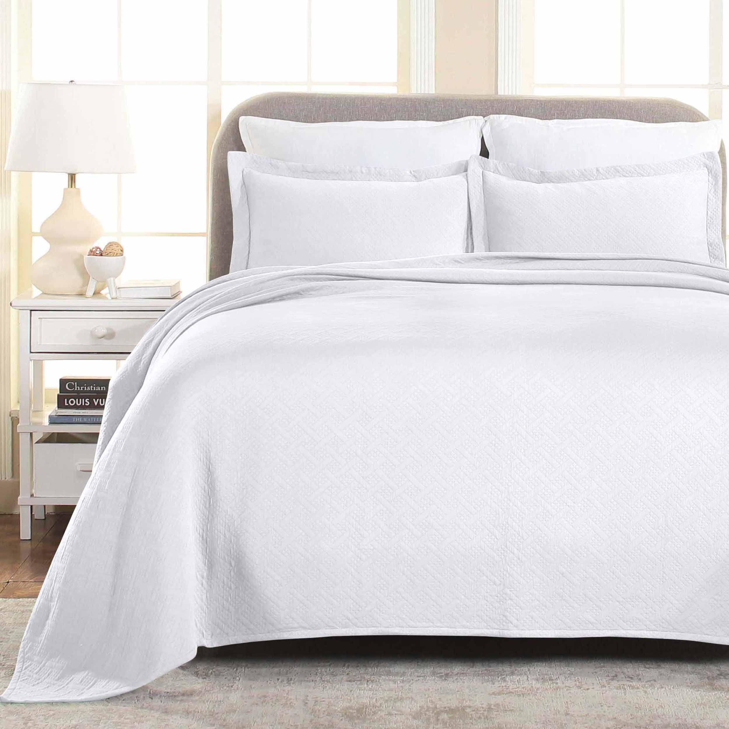 Basket Weave Matelasse Cotton Bedspread Set - Omnigoodsstore