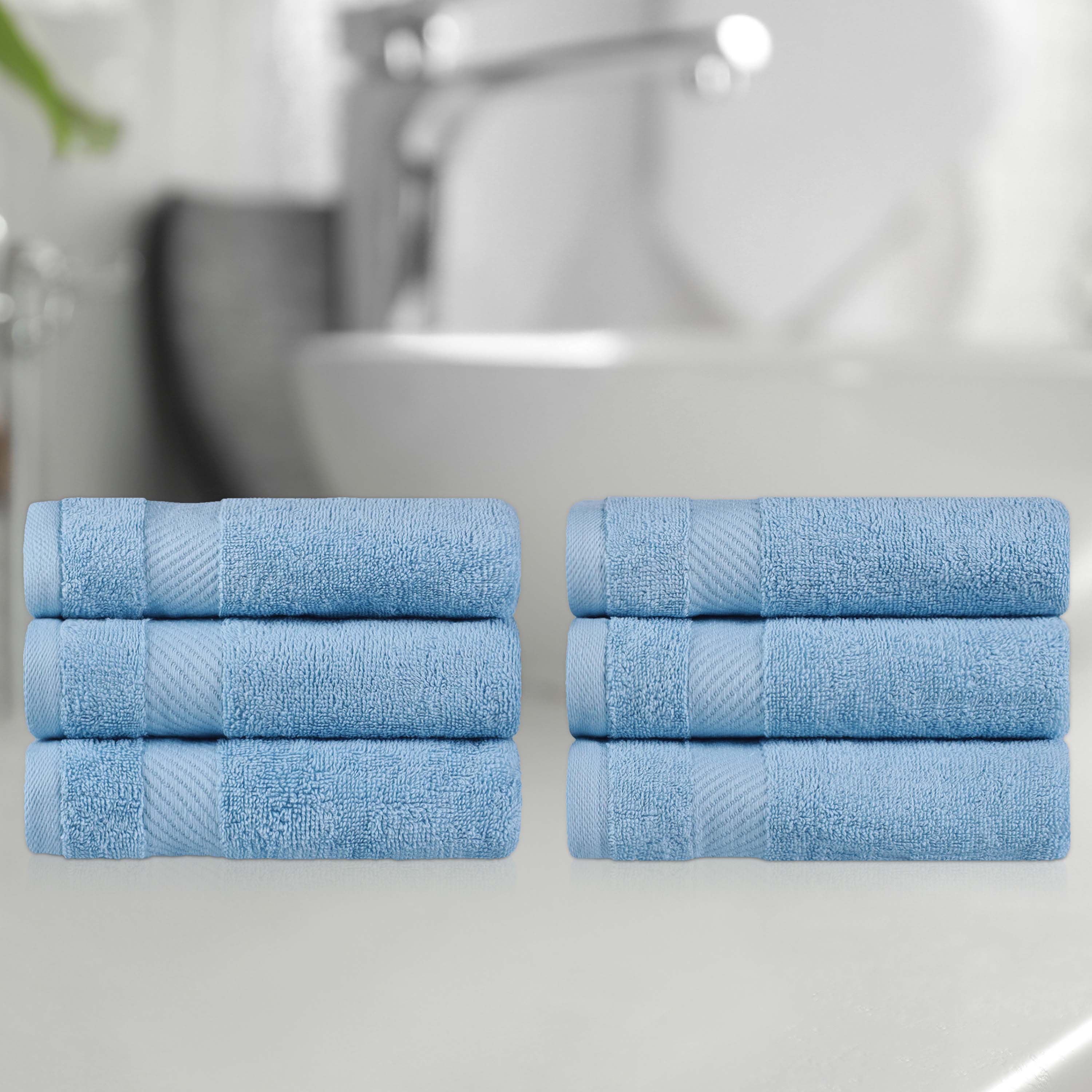 Kendell Egyptian Cotton 6 Piece Hand Towel Set with Dobby Border - Omnigoodsstore