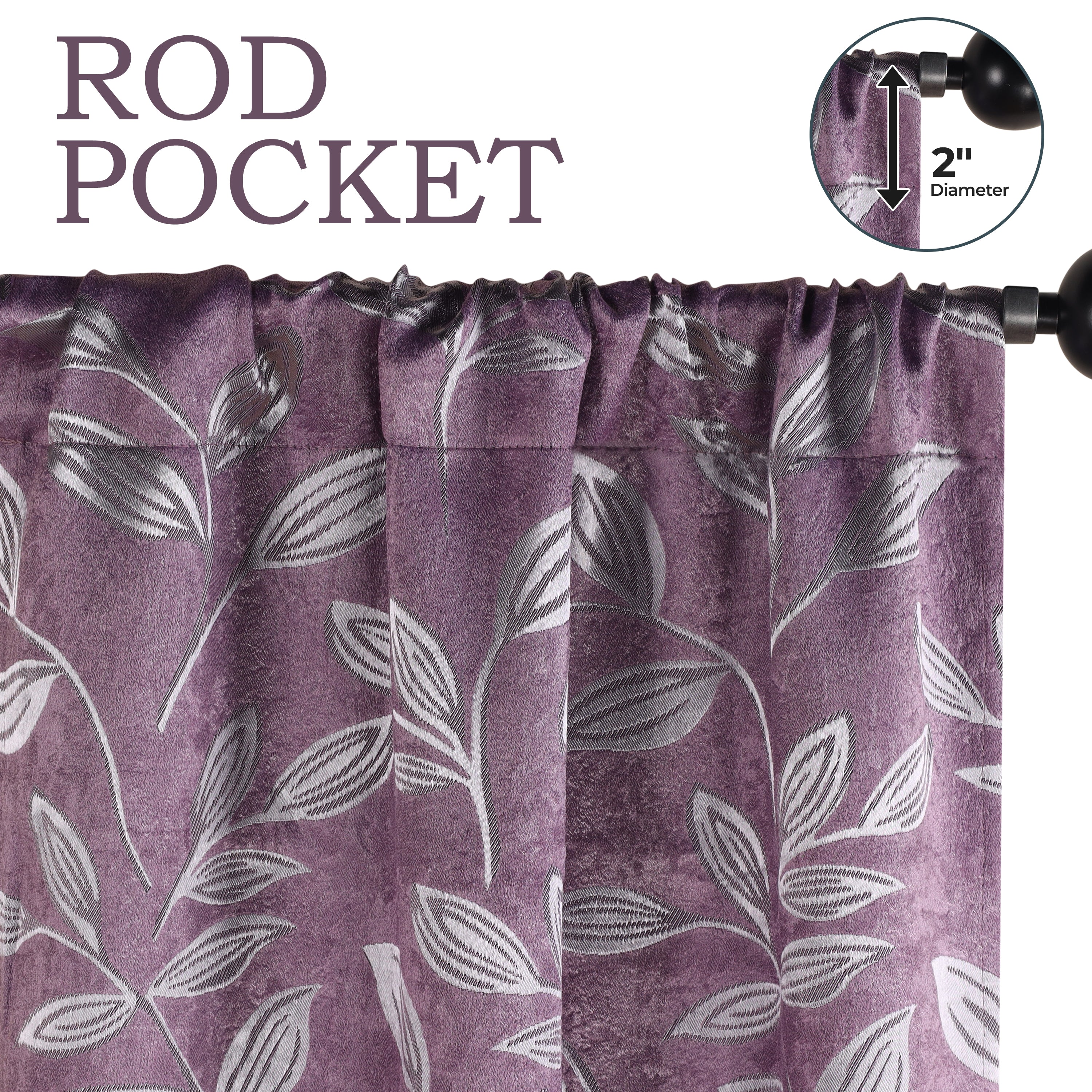 Leaves Machine Washable Room Darkening Blackout Curtains, Set of 2 - Omnigoodsstore