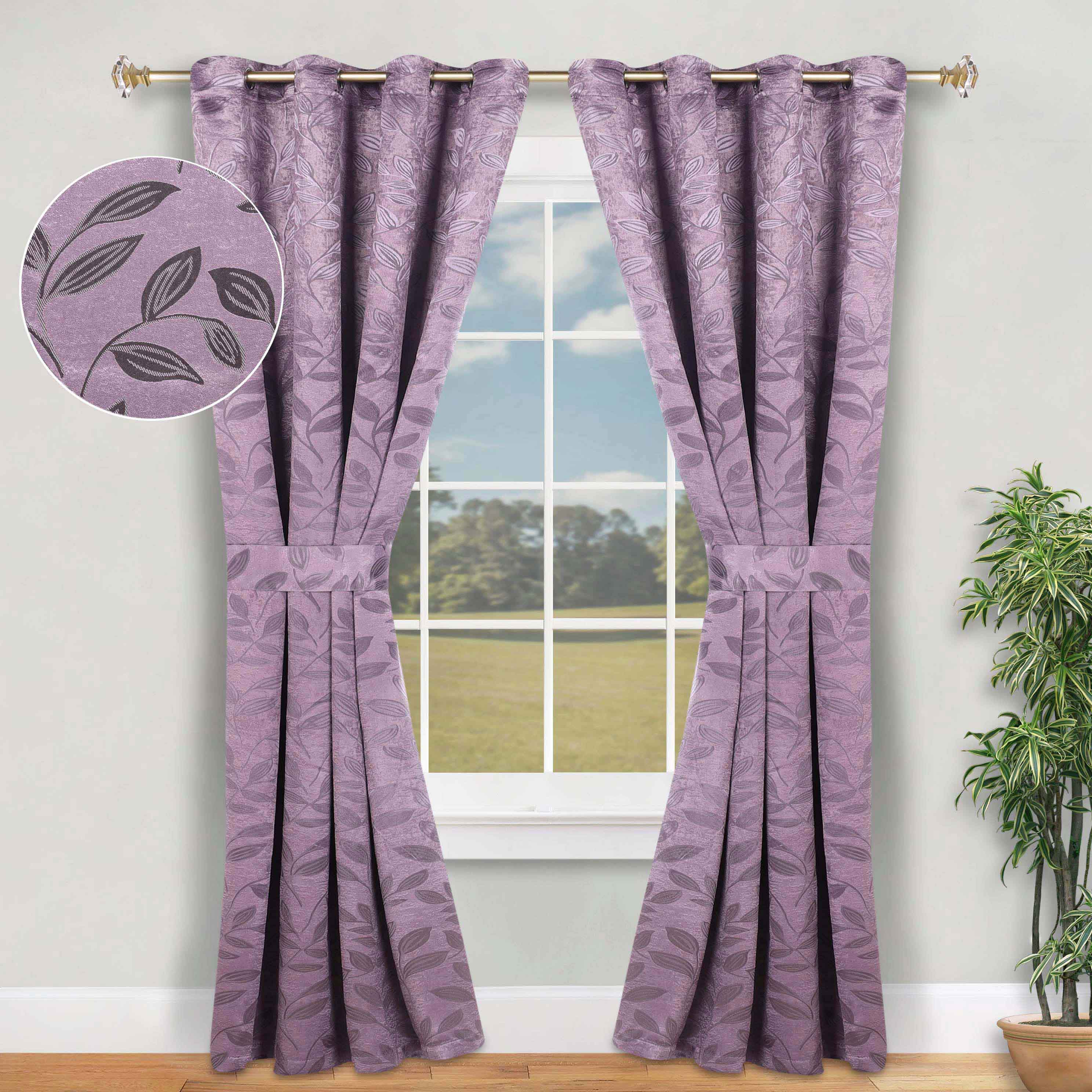 Leaves Machine Room Darkening Blackout Curtains, Set of 2 - Omnigoodsstore
