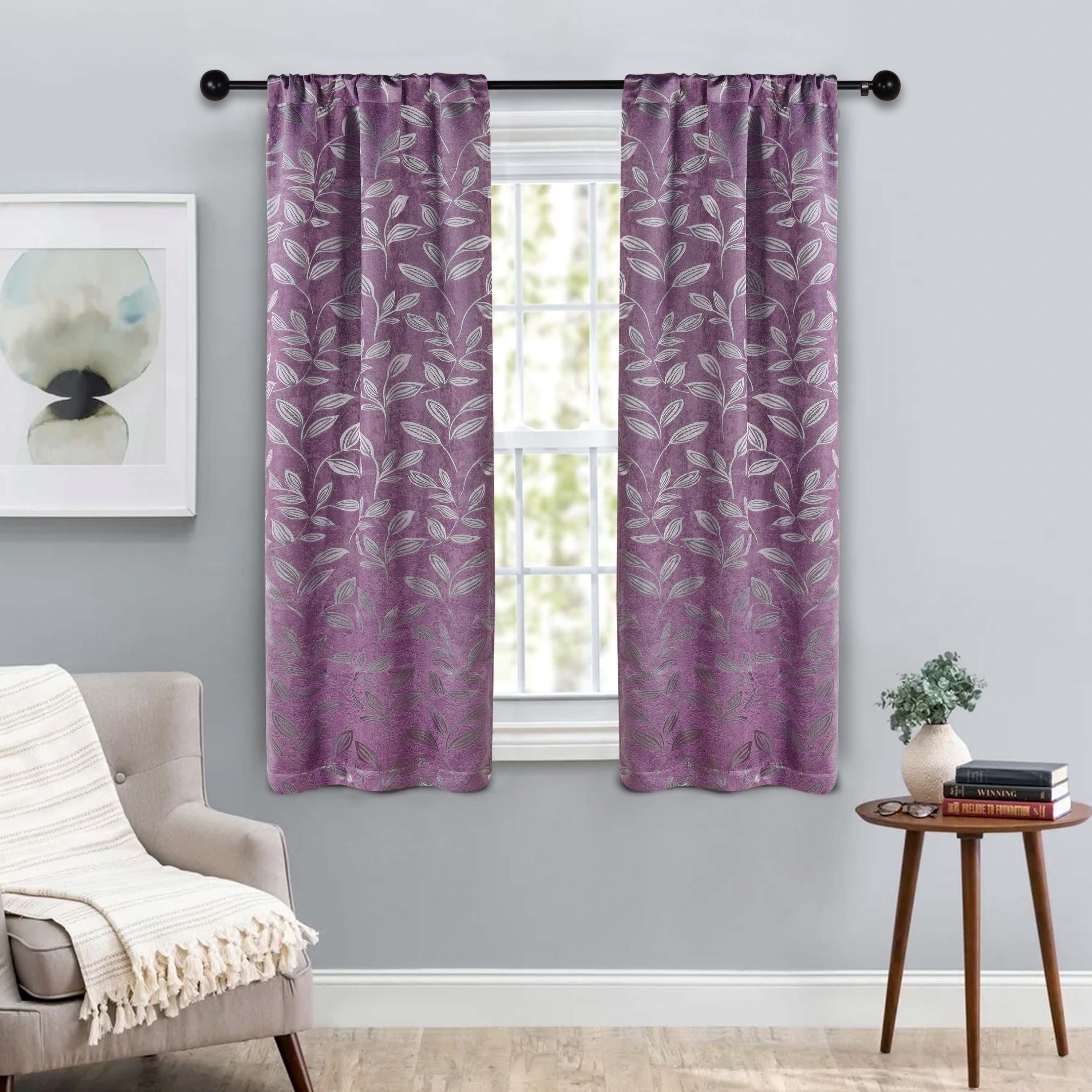 Leaves Machine Washable Room Darkening Blackout Curtains, Set of 2 - Omnigoodsstore