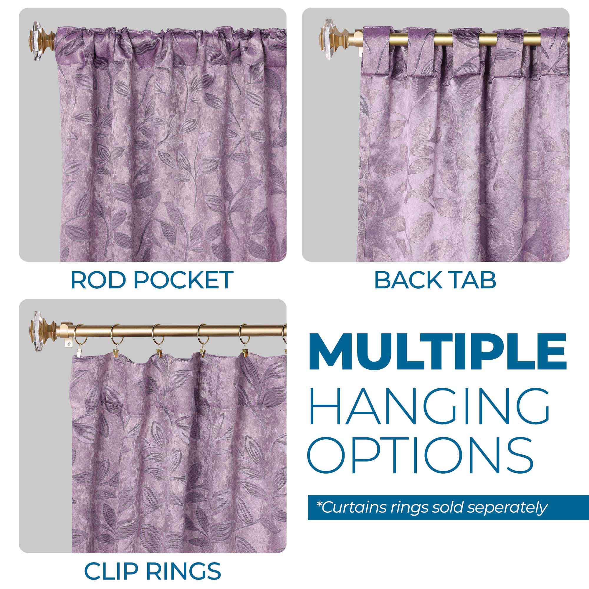 Superior Leaves Room Darkening Back Tab Blackout Curtains Panel Set - Omnigoodsstore