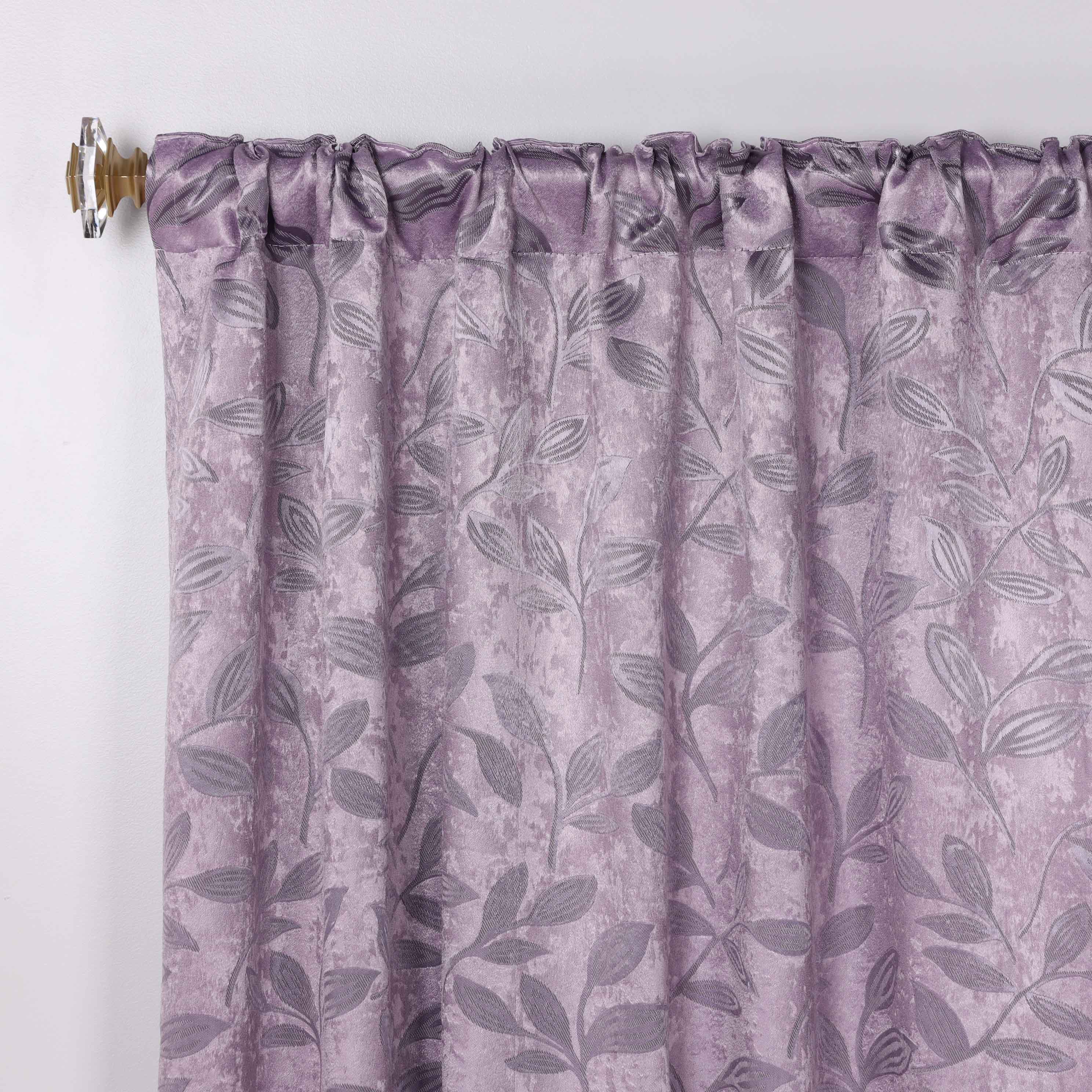 Superior Leaves Room Darkening Back Tab Blackout Curtains Panel Set - Omnigoodsstore