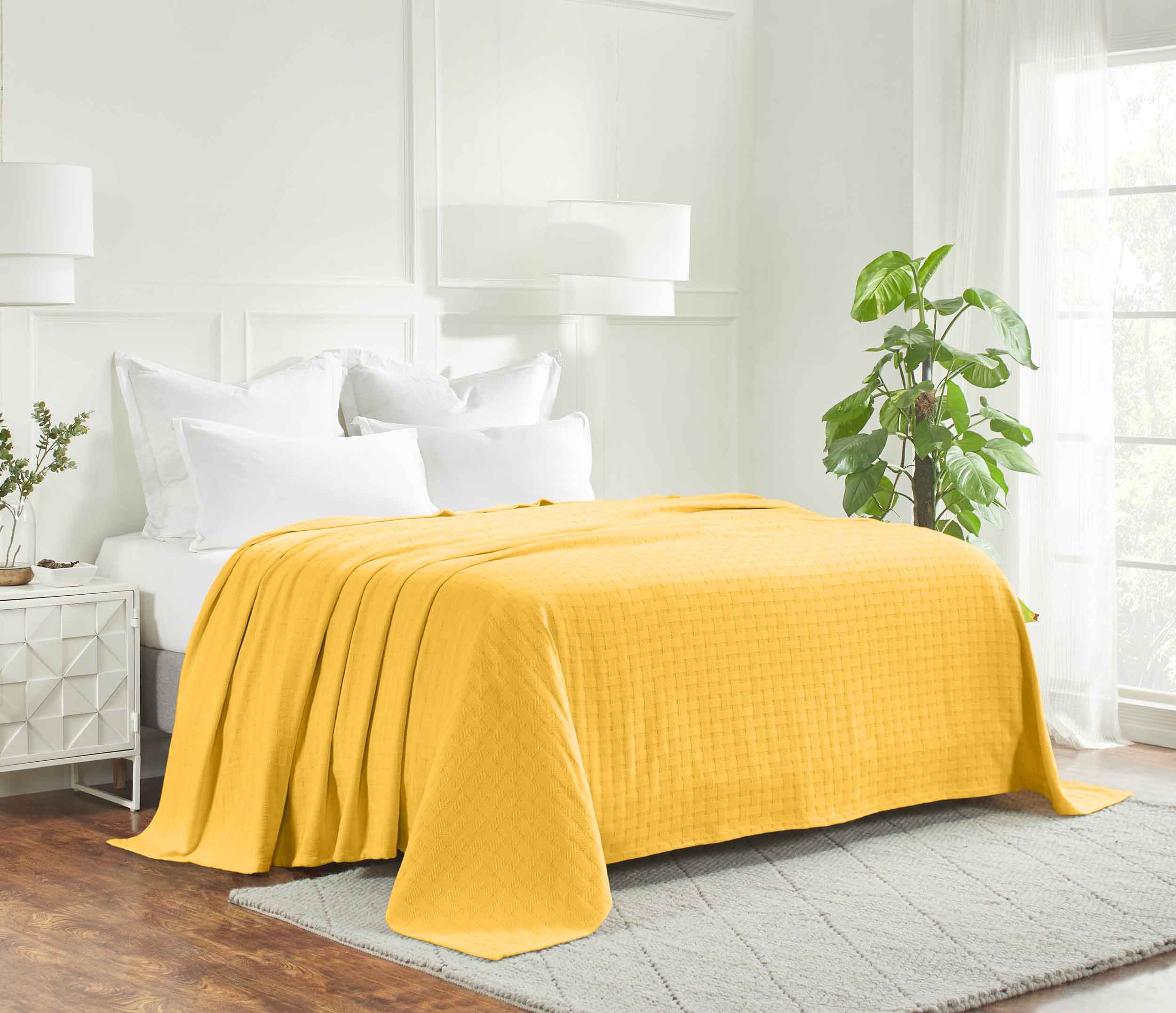 Basketweave All Season Cotton Bed Blanket & Sofa Throw - Omnigoodsstore