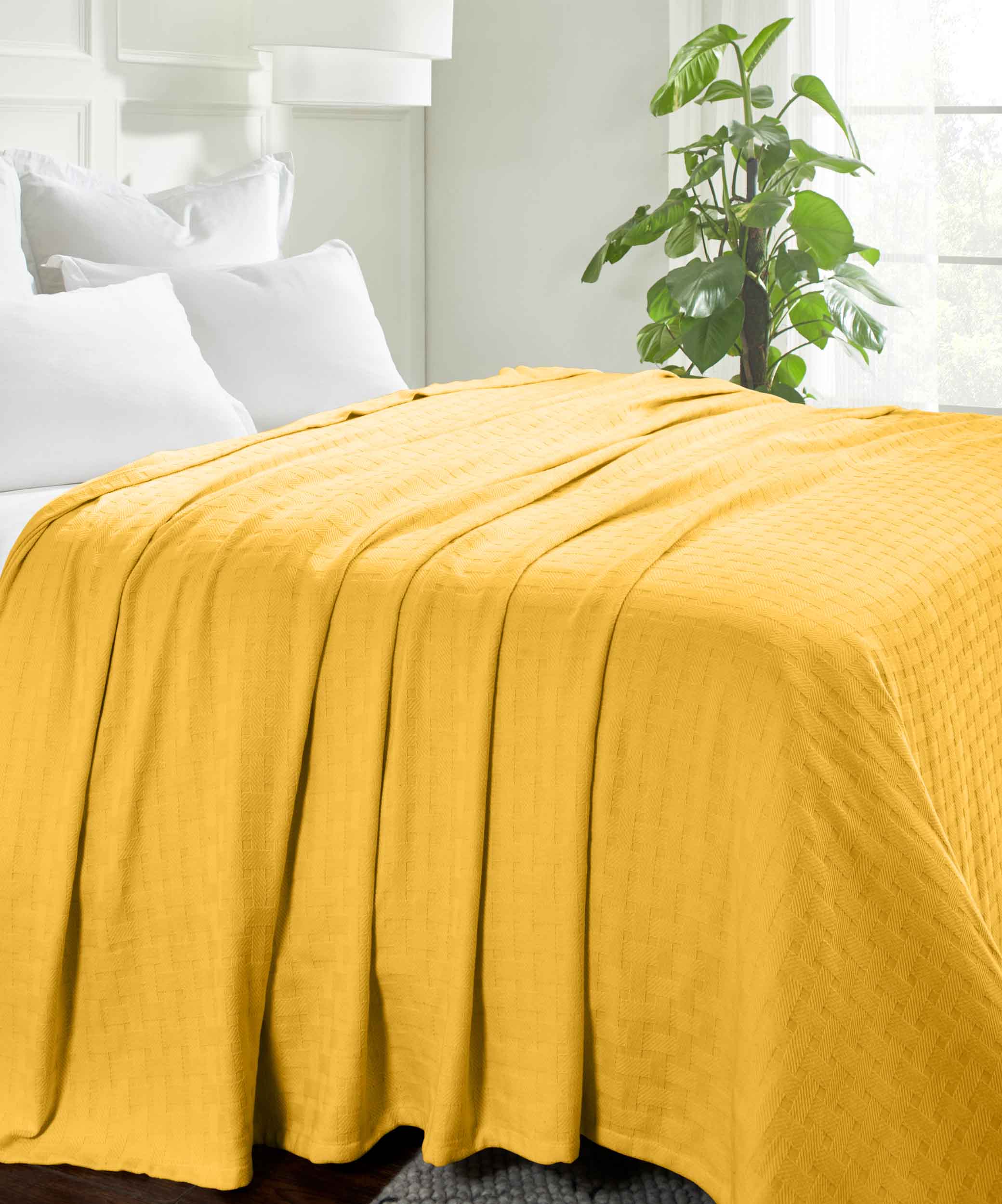 Basketweave All Season Cotton Bed Blanket & Sofa Throw - Omnigoodsstore