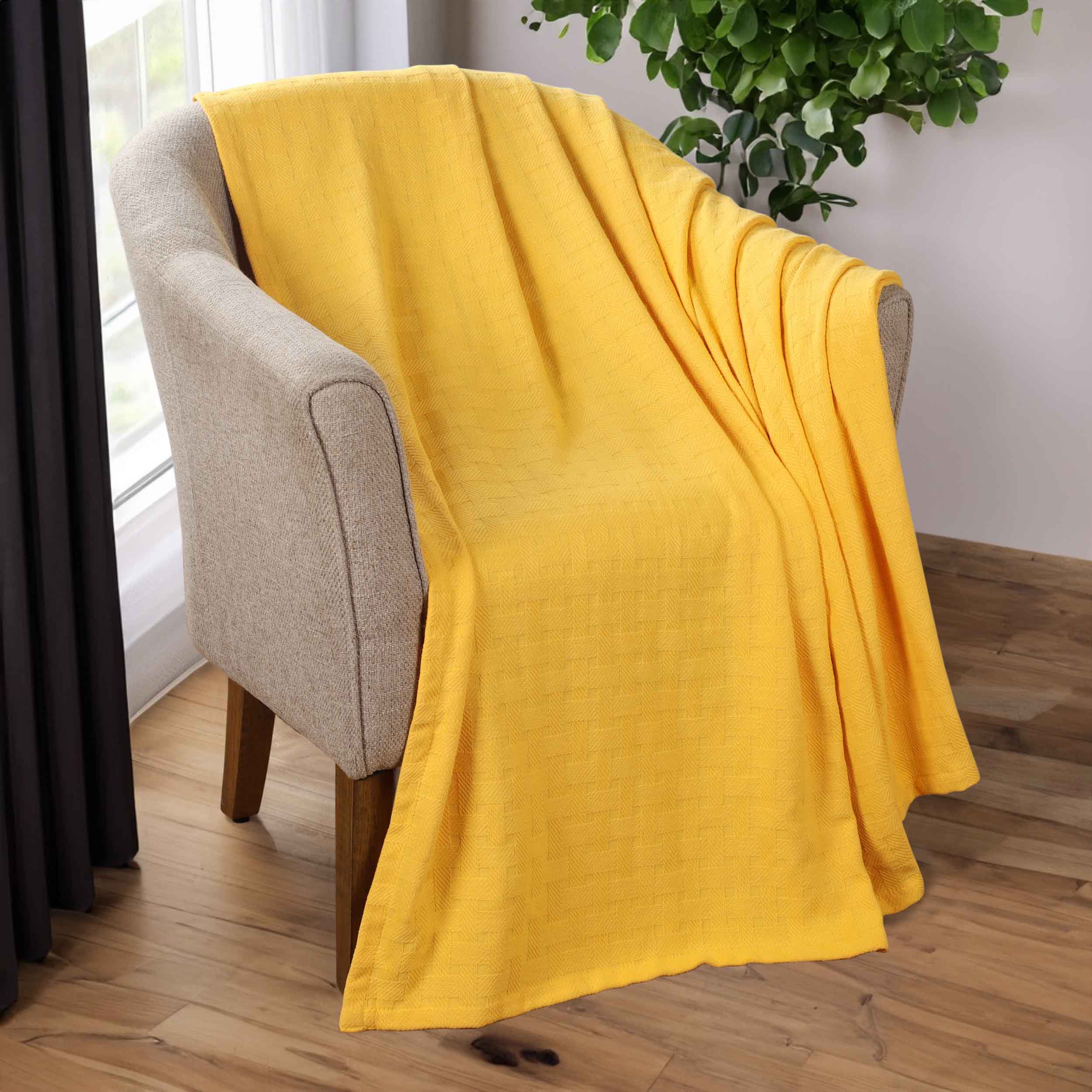 Basketweave All Season Cotton Bed Blanket & Sofa Throw - Omnigoodsstore