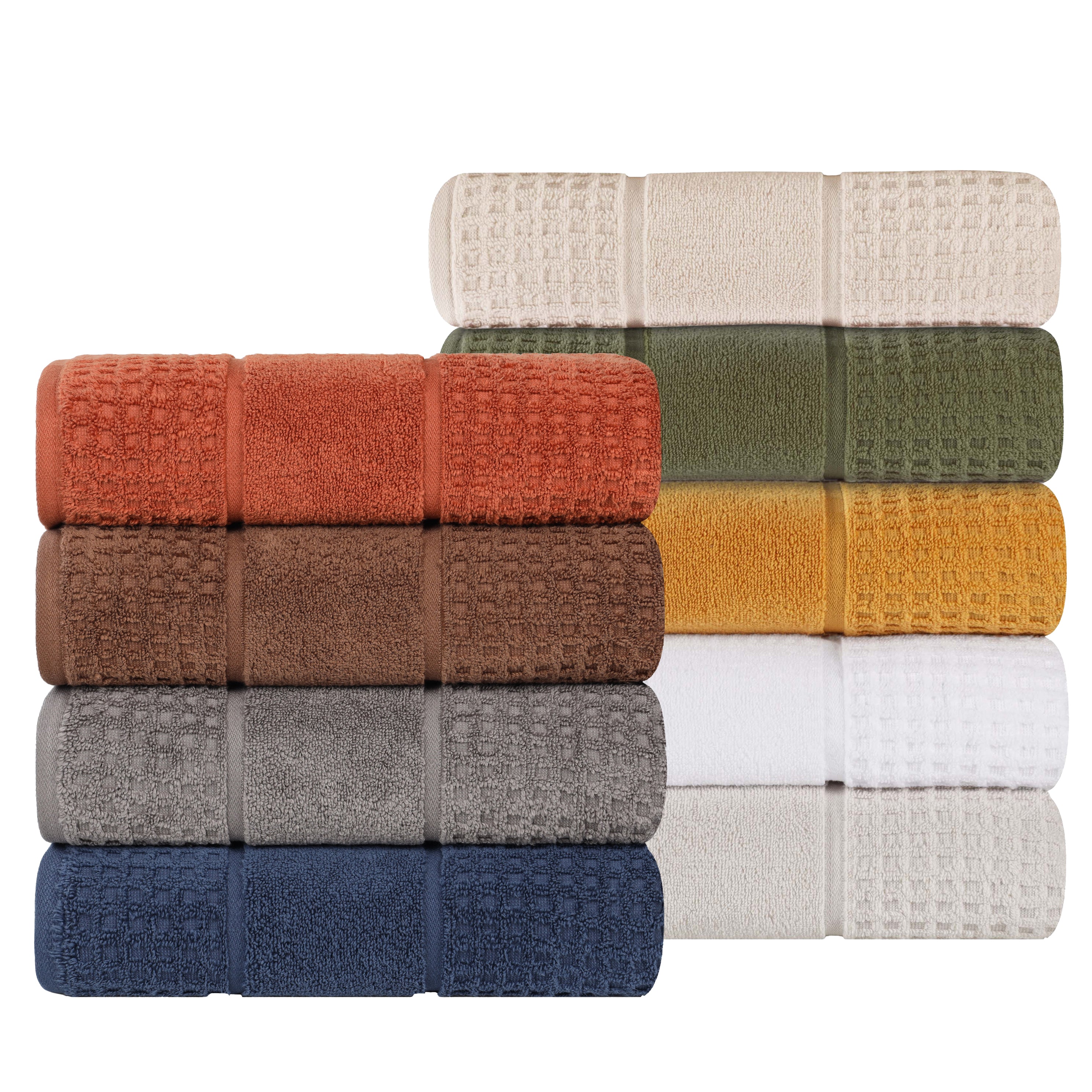 Zero Twist Cotton Waffle Honeycomb Soft Absorbent Hand Towel Set of 6 - Omnigoodsstore