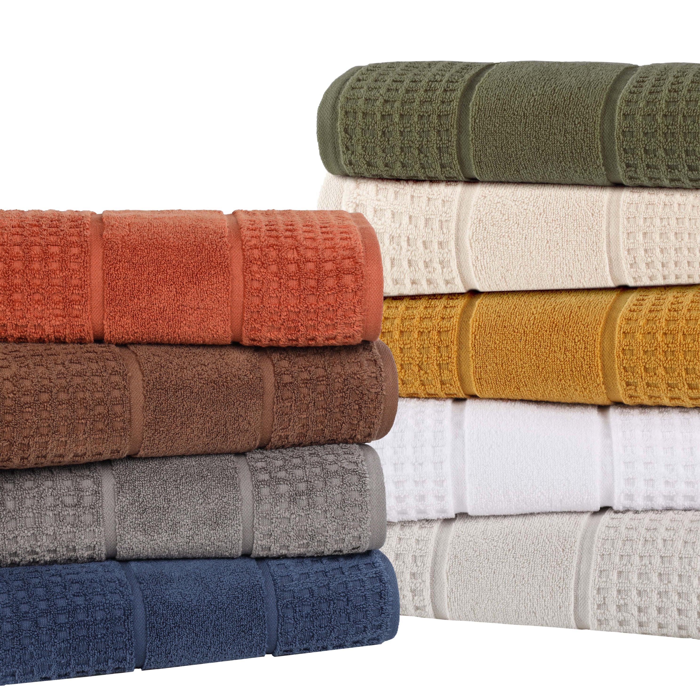 Zero Twist Cotton Waffle Honeycomb Soft Absorbent Hand Towel Set of 6 - Omnigoodsstore
