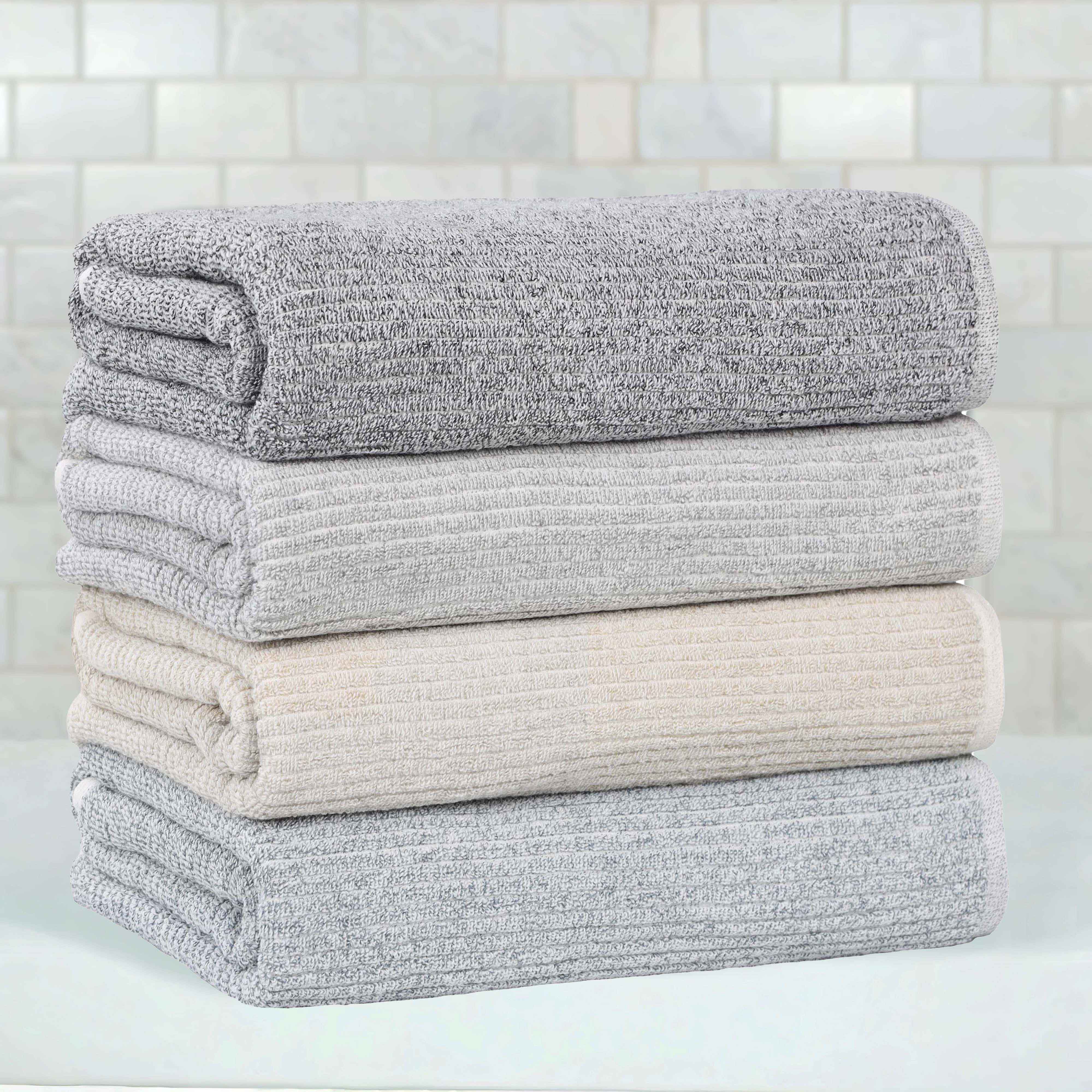 Destin Cotton Blend Solid Ribbed Face Towels Washcloths, Set of 12 - Omnigoodsstore