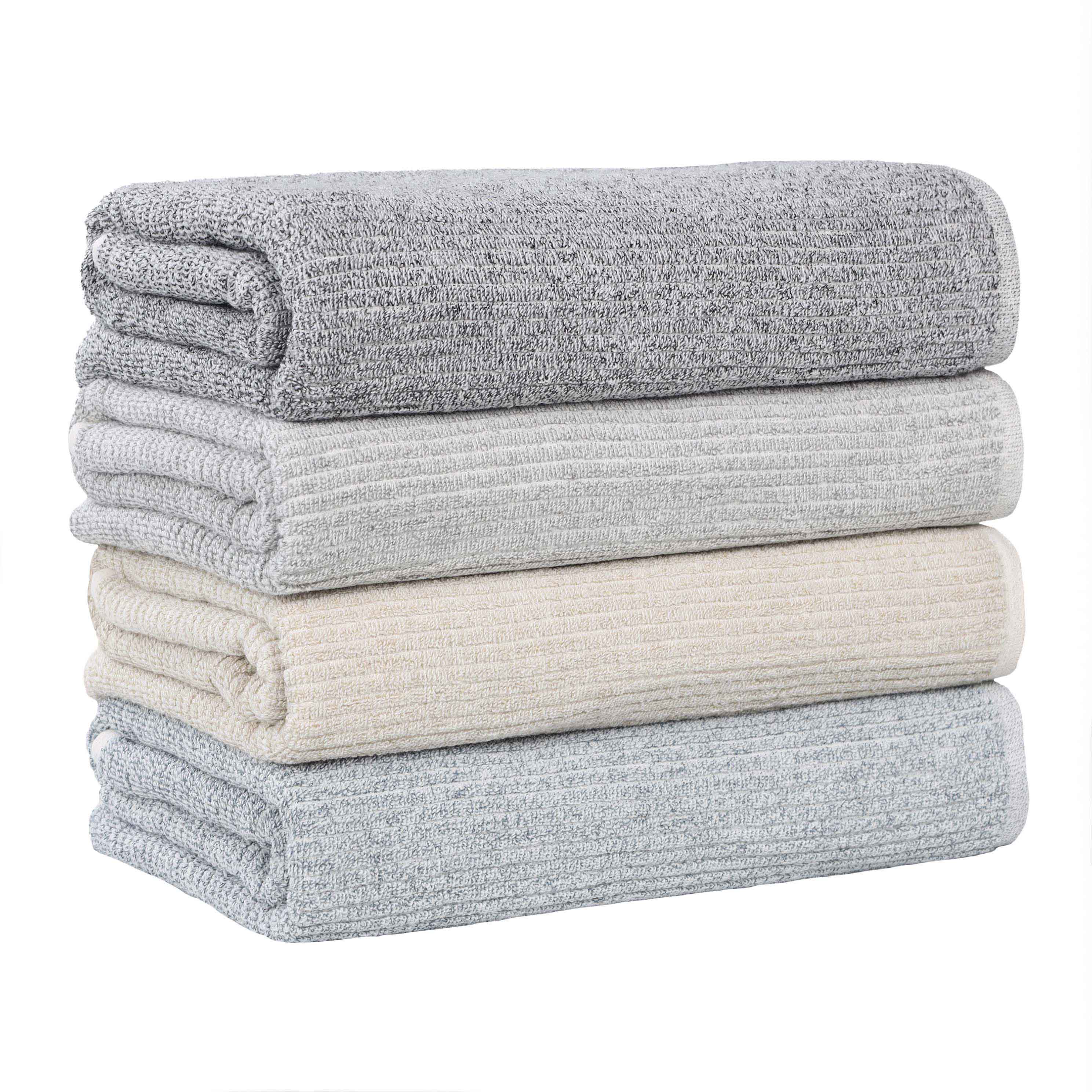 Destin Cotton Blend Solid Ribbed Face Towels Washcloths, Set of 12 - Omnigoodsstore