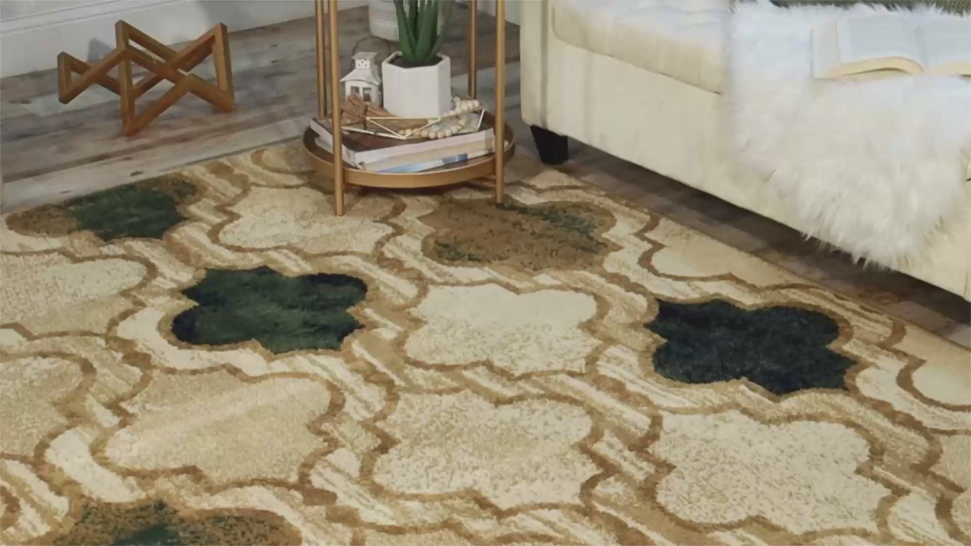 Viking Contemporary Geometric Trellis Area Rug - Cream