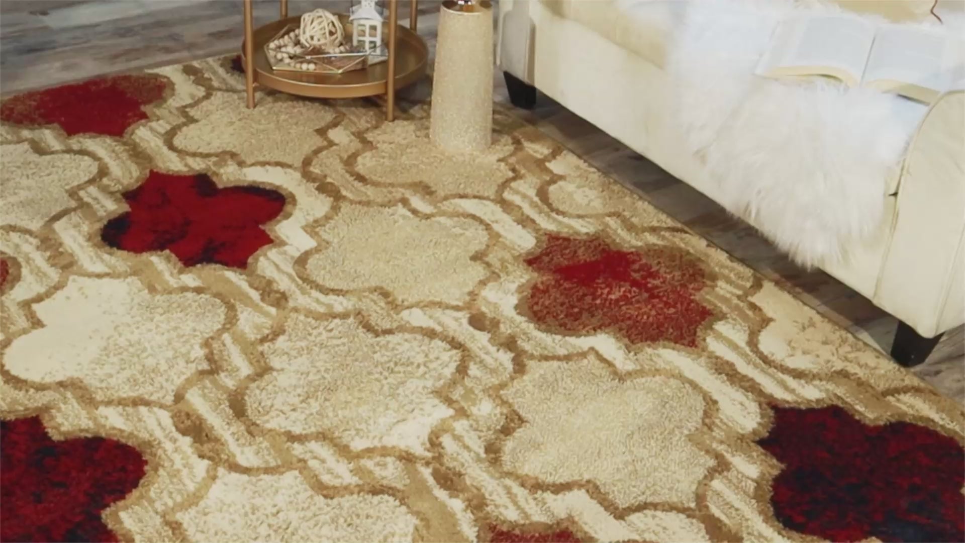 Viking Contemporary Geometric Trellis Area Rug - Beige