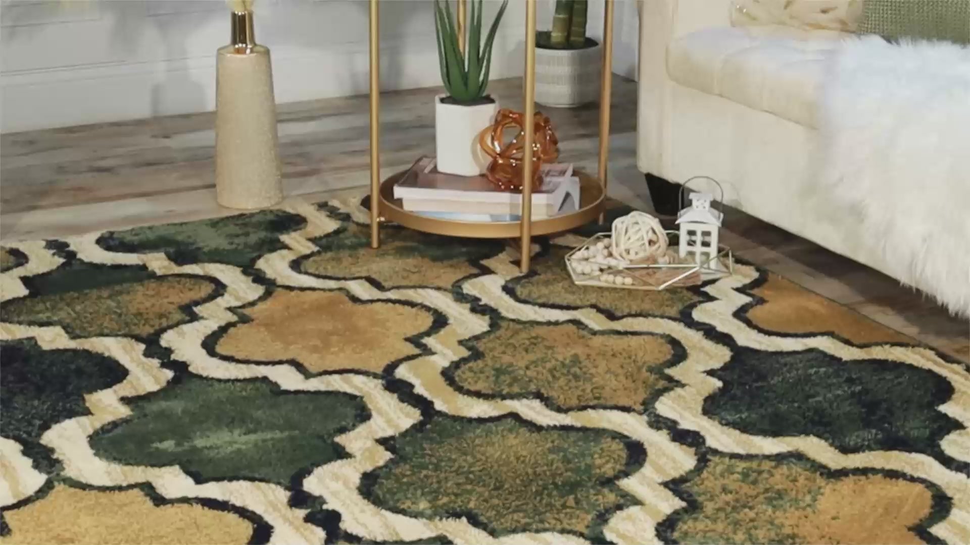 Viking Contemporary Geometric Trellis Area Rug - Green