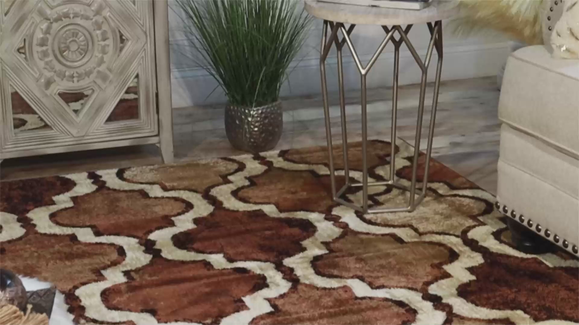 Viking Contemporary Geometric Trellis Area Rug - Brown