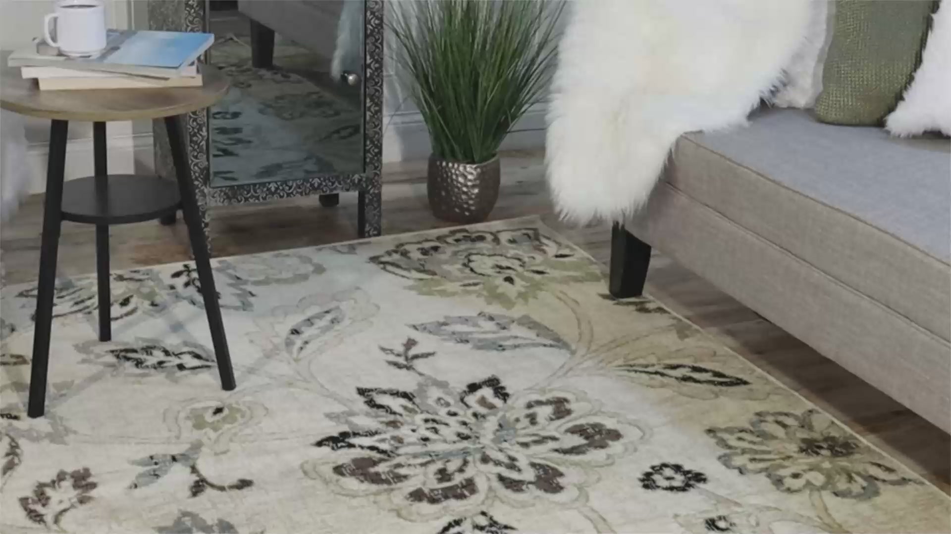 Jacobean Floral Modern Farmhouse Indoor Area Rug or Runner Rug - Deep Royal