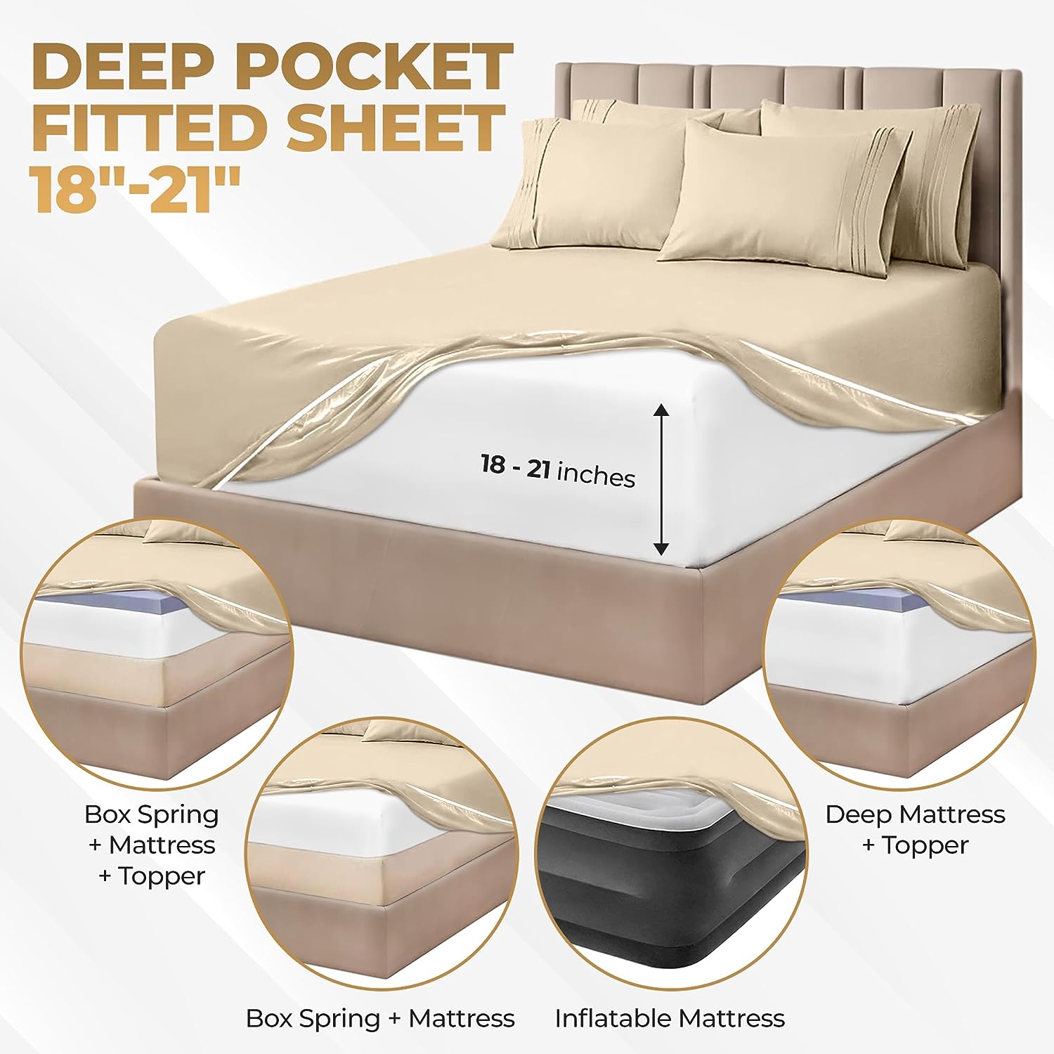 1000 Thread Count Egyptian Cotton Extra Deep Pocket Bed Sheet Set - Omnigoodsstore