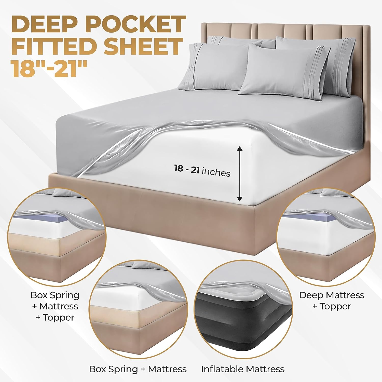 1000 Thread Count Egyptian Cotton Extra Deep Pocket Bed Sheet Set - Omnigoodsstore