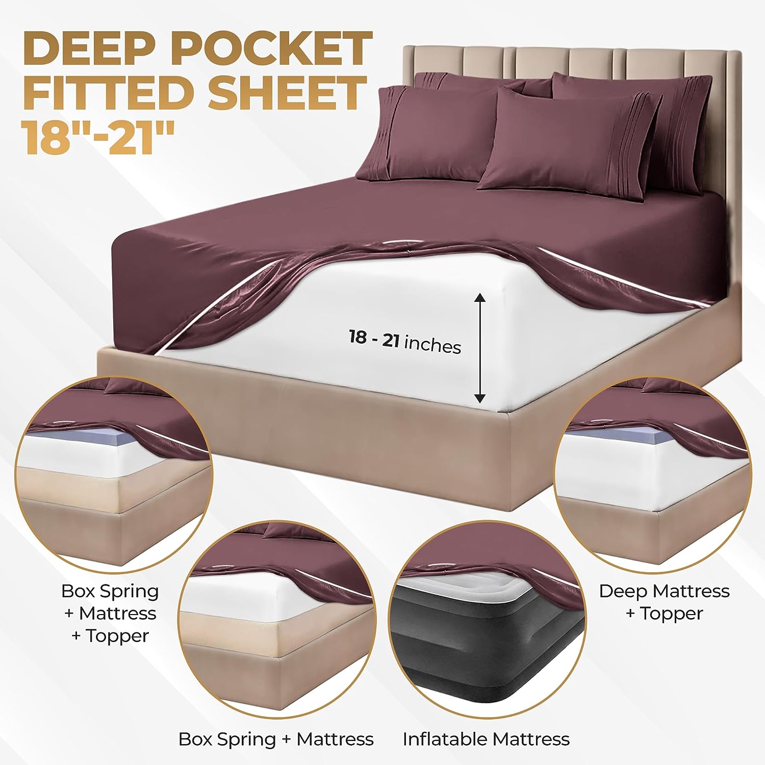 1000 Thread Count Egyptian Cotton Extra Deep Pocket Bed Sheet Set - Omnigoodsstore