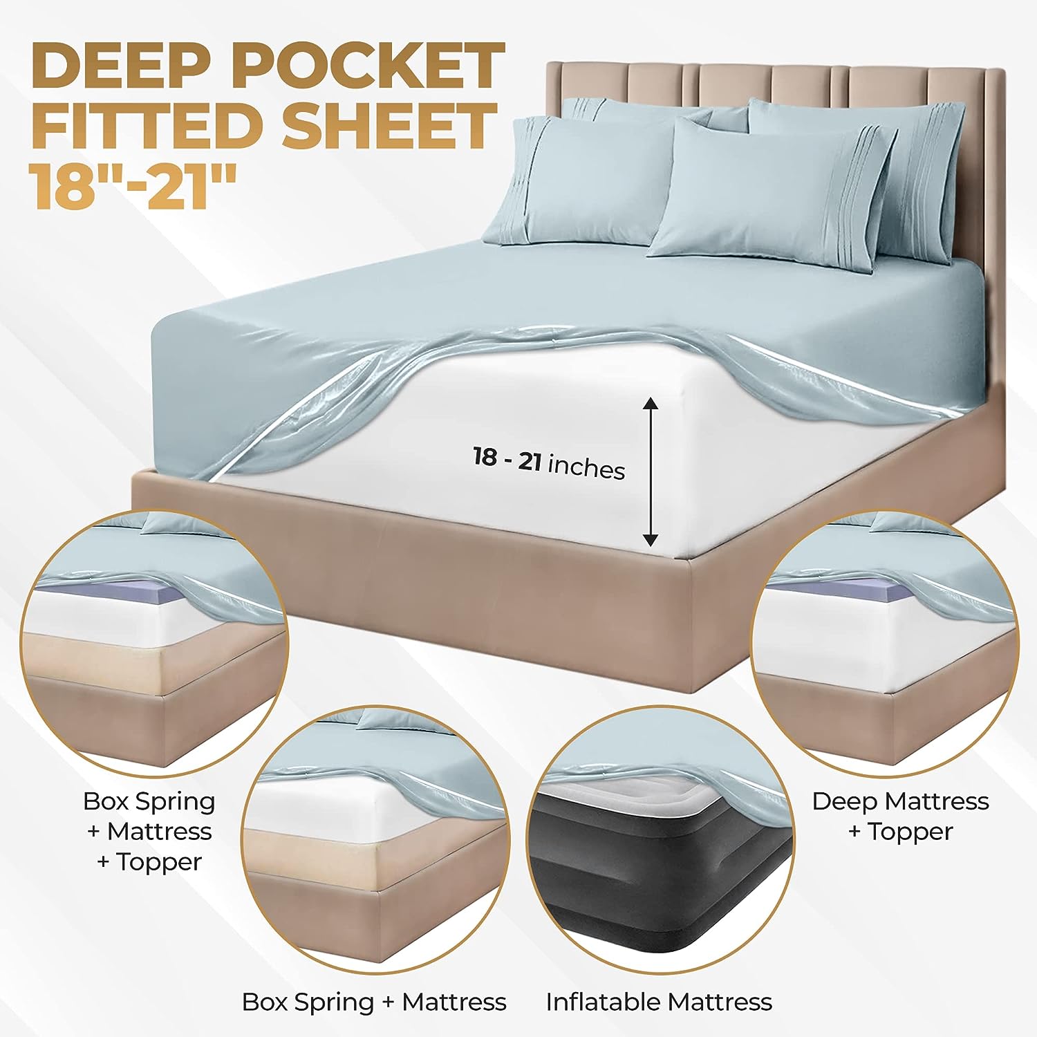 1000 Thread Count Egyptian Cotton Extra Deep Pocket Bed Sheet Set - Omnigoodsstore