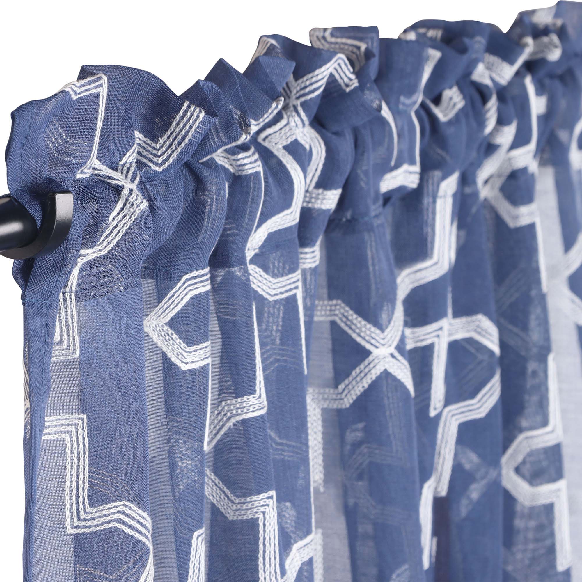 Embroidered Quatrefoil Semi Sheer 2 Piece Curtain Panel Set - Omnigoodsstore