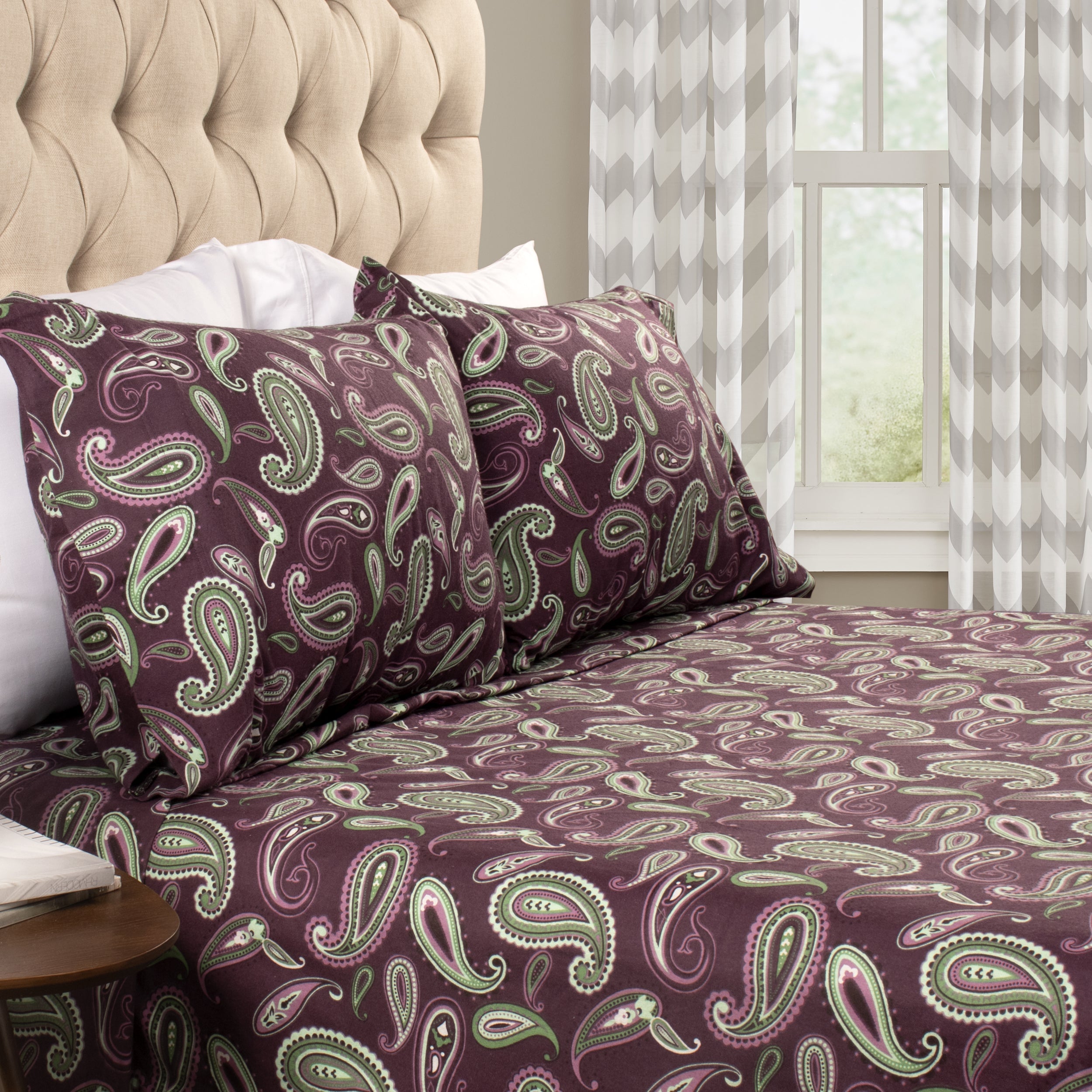Flannel Cotton Floral Paisley Deep Pocket Bed Sheet Set - Omnigoodsstore