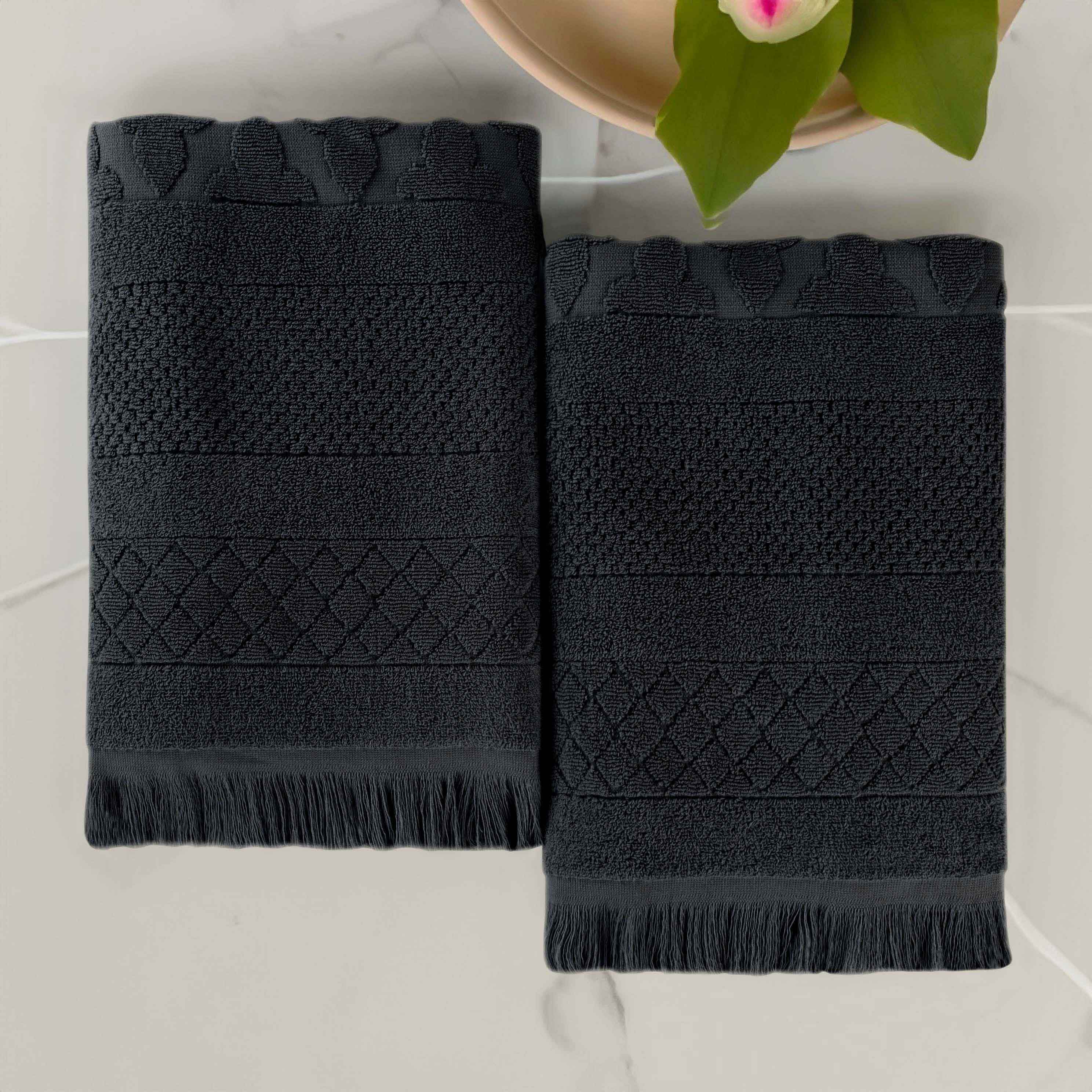 Rolla Cotton Geometric Jacquard Plush Absorbent Bath Sheet Set of 2 - Omnigoodsstore