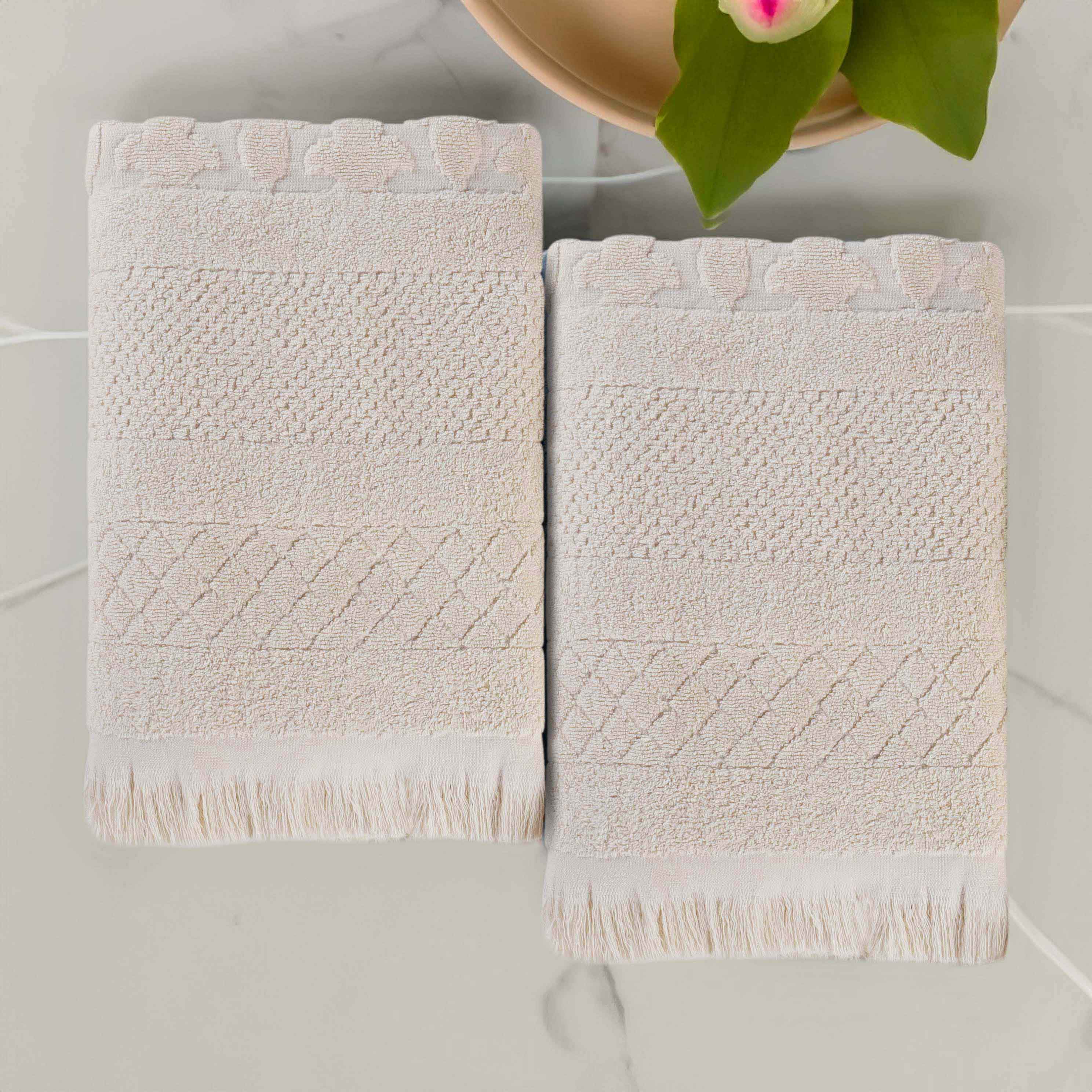 Rolla Cotton Geometric Jacquard Plush Absorbent Bath Sheet Set of 2 - Omnigoodsstore