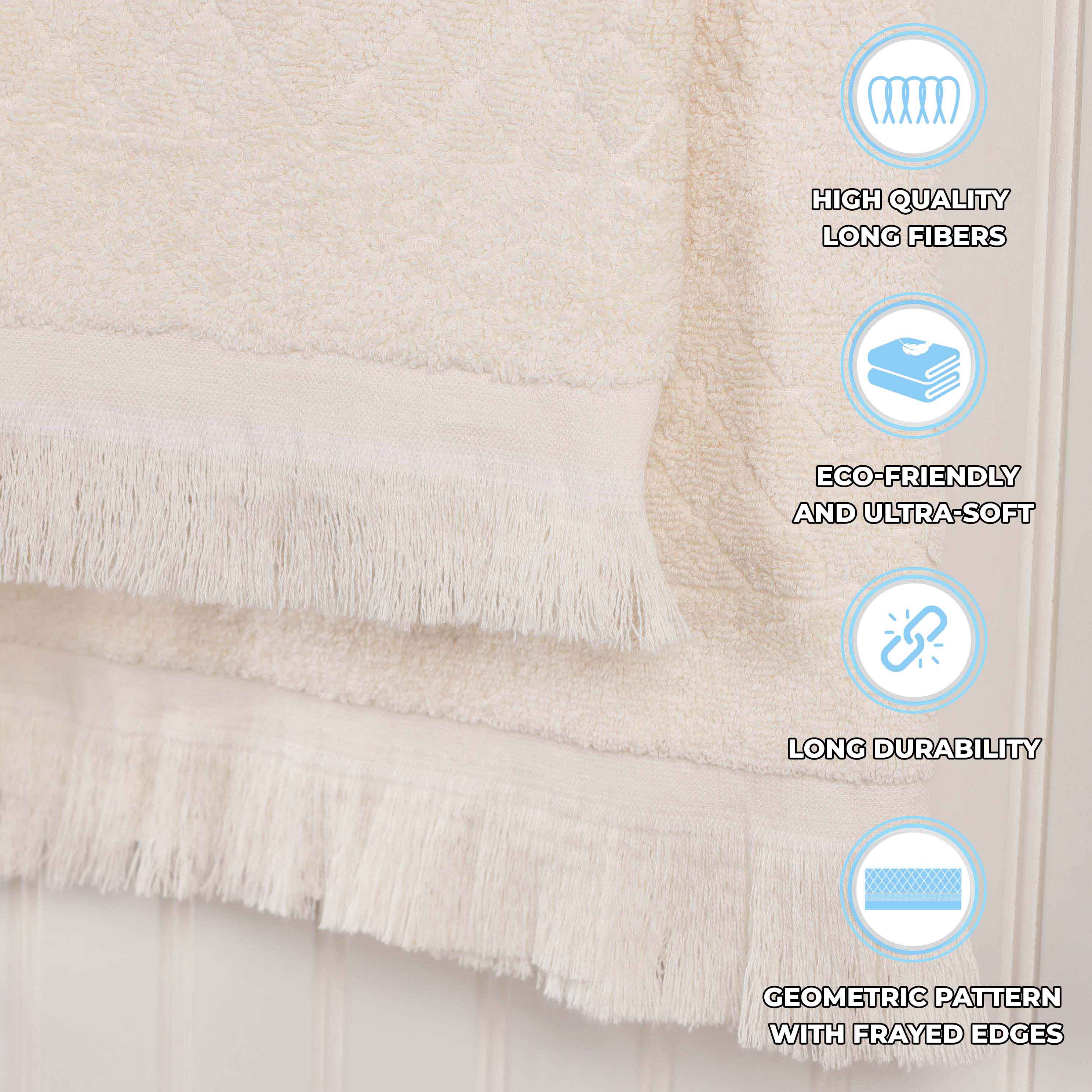 Rolla Cotton Geometric Jacquard Plush Absorbent Bath Sheet Set of 2 - Omnigoodsstore