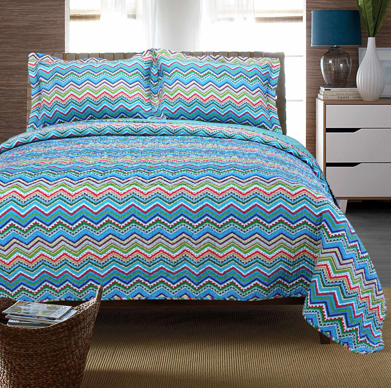 Cotton Zig-Zag Quilt Set - Omnigoodsstore